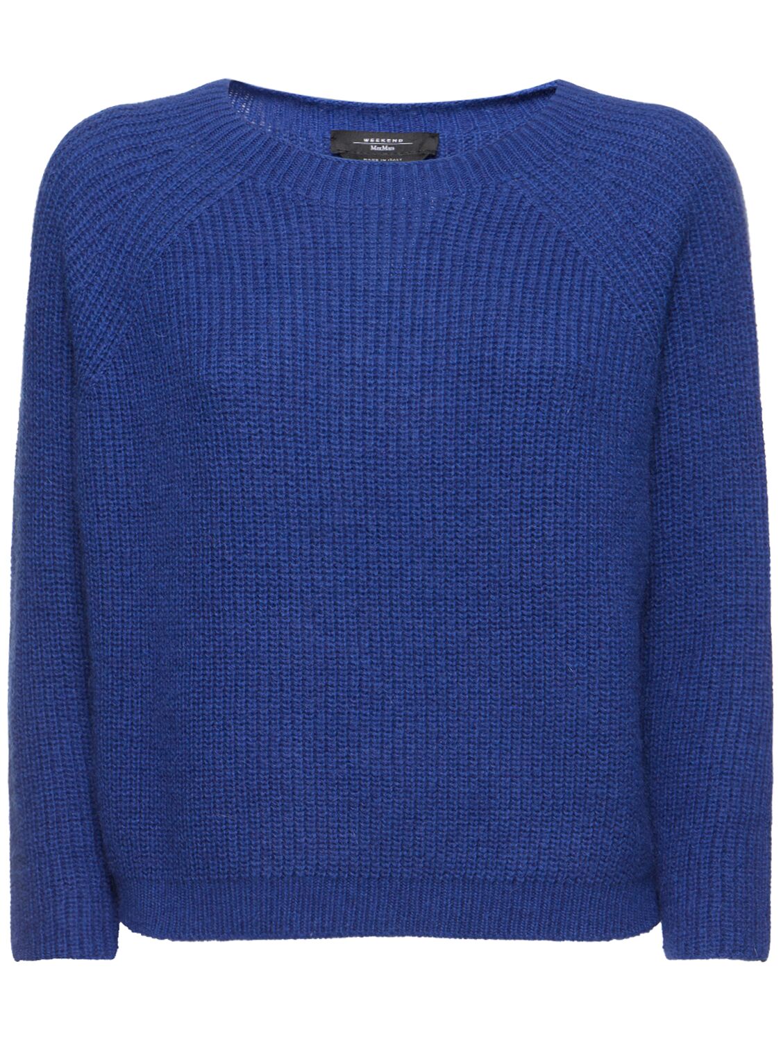 Weekend Max Mara Xeno Knit Mohair Blend Crewneck Sweater In Blue