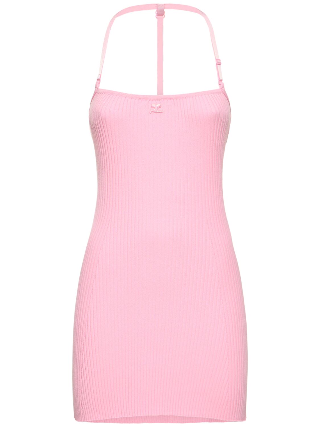Courrèges Strap Rib Mini Dress In Pink
