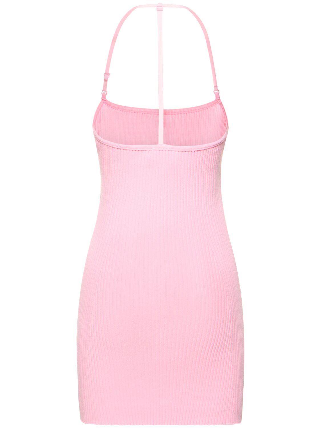 Shop Courrèges Strap Rib Knit Mini Dress In Pink