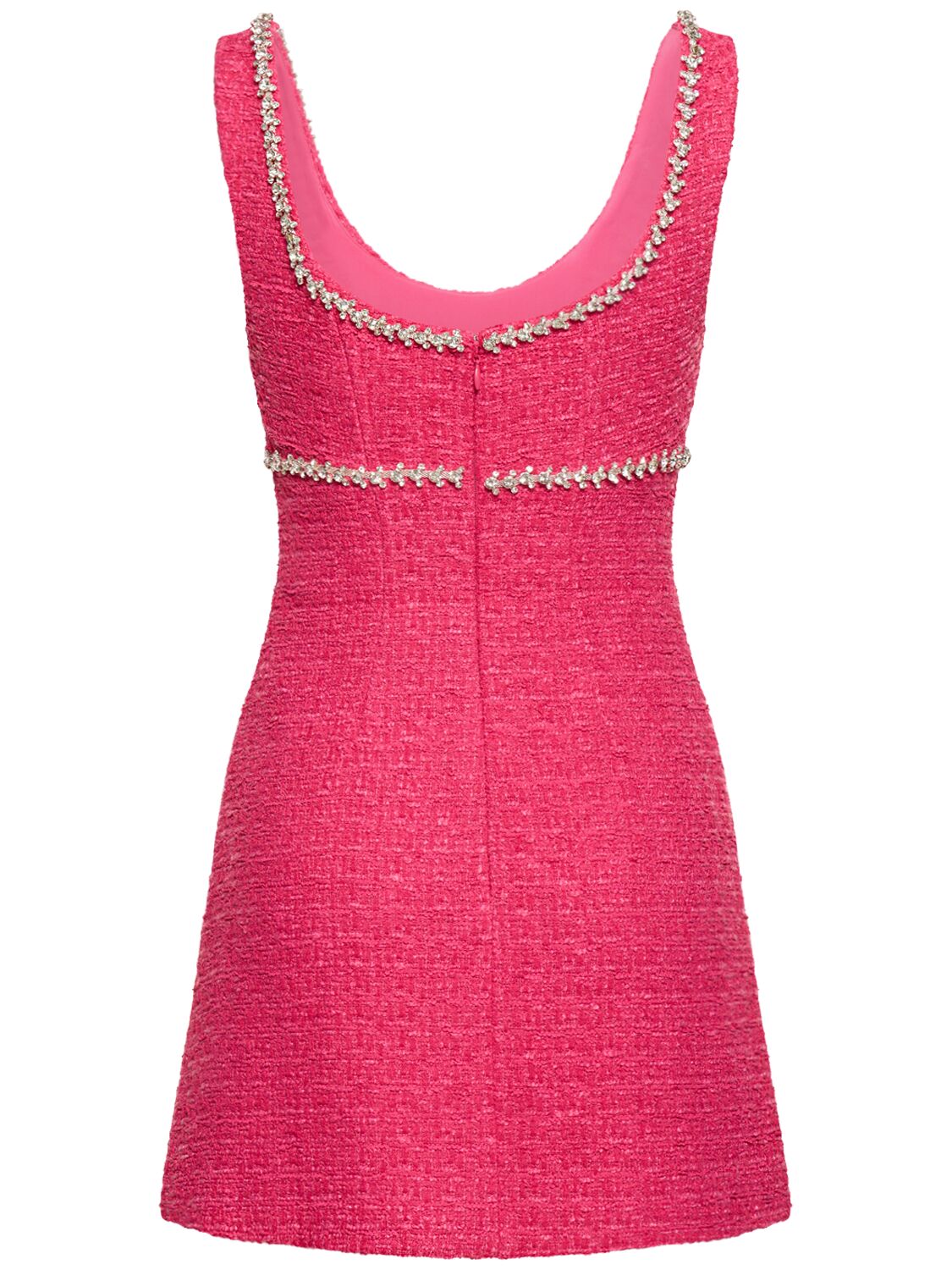 Shop Self-portrait Bouclé Mini Dress W/side Buttons In Pink