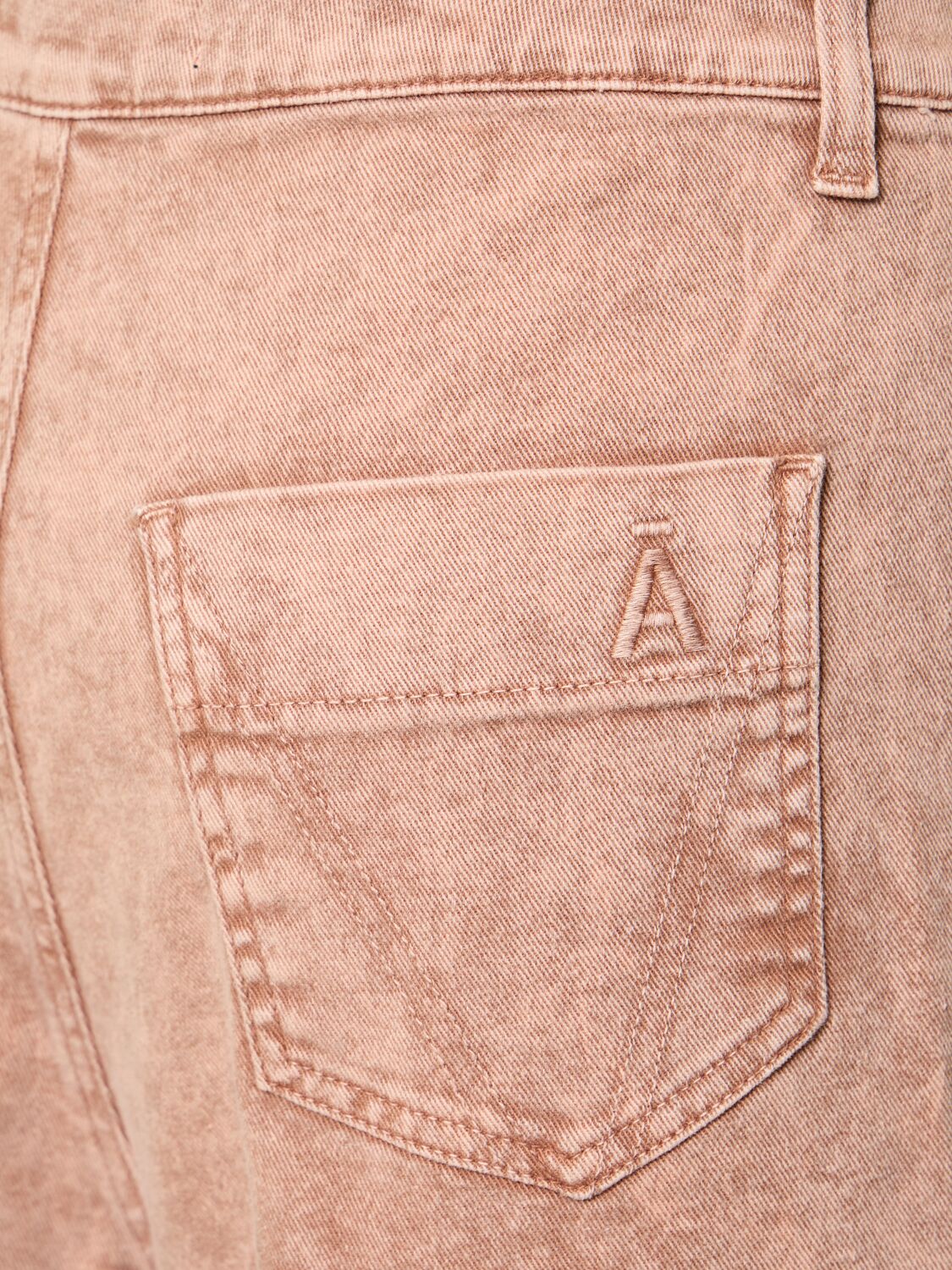 Shop Andreädamo Washed Asymmetric Cotton Denim Pants In Beige