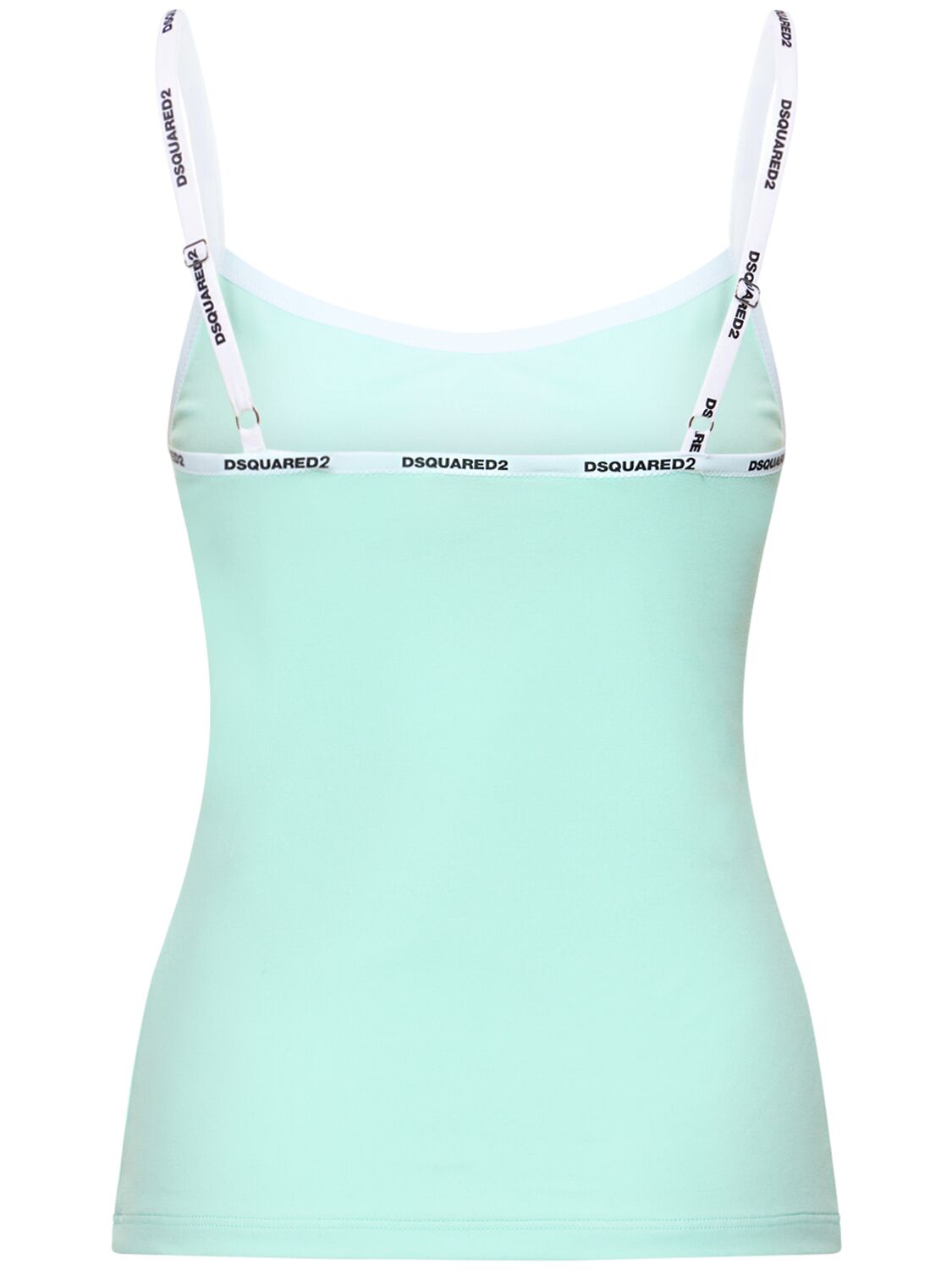 Shop Dsquared2 Logo Cotton Jersey Camisole In Light Green