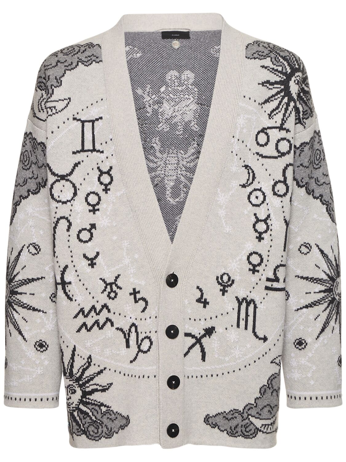 Alanui The Twelve Signs Cashmere Cardigan In Grey