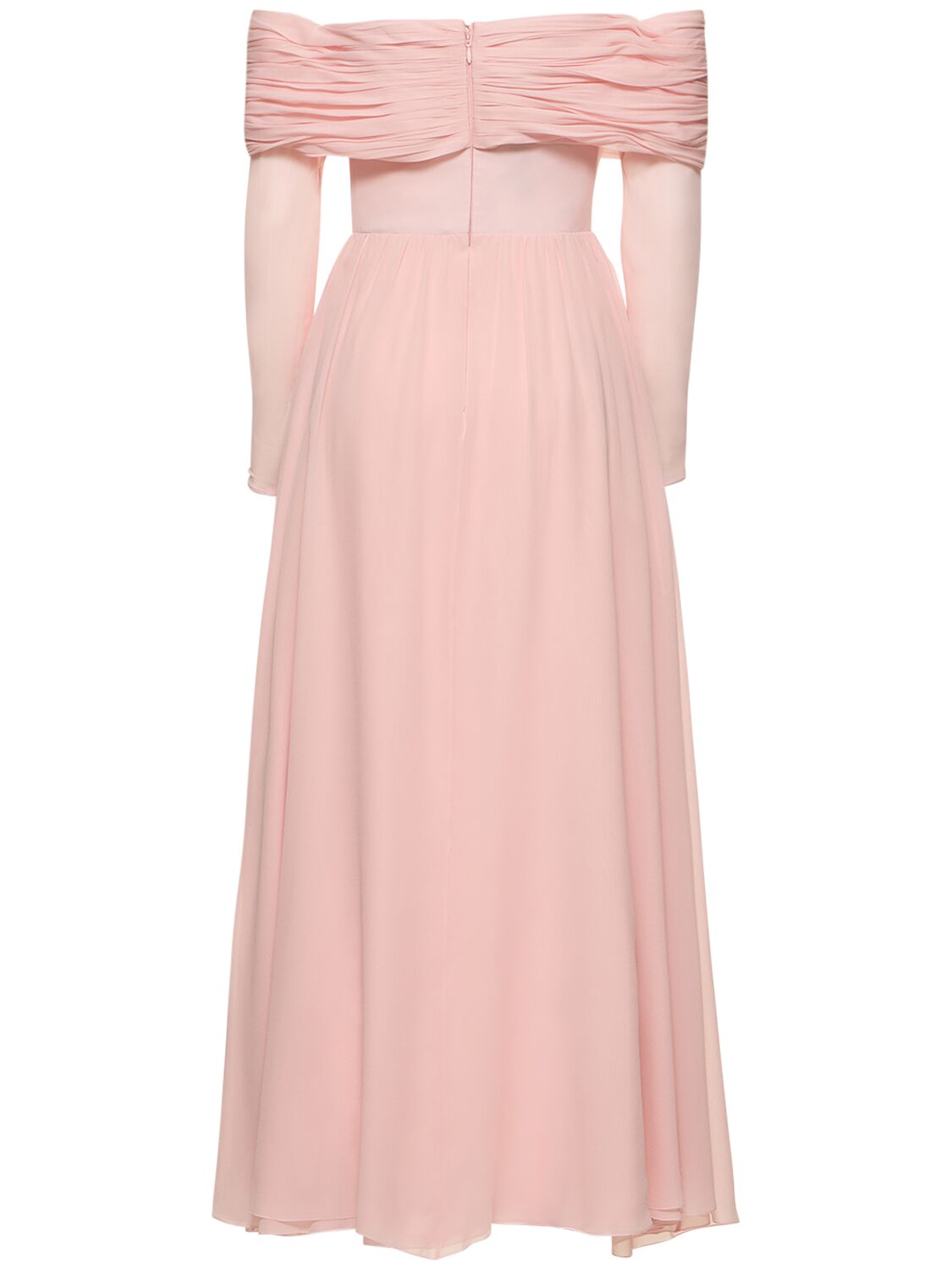 Shop Giambattista Valli Silk Georgette Off-the-shoulder Dress In Light Pink