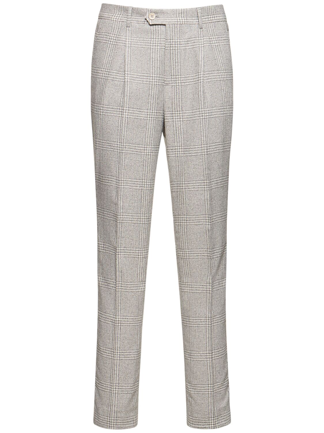 Shop Brunello Cucinelli Tartan Wool & Silk Suit In Pearl Grey