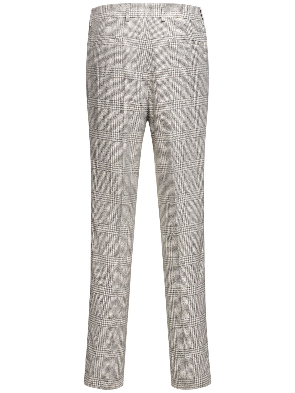 Shop Brunello Cucinelli Tartan Wool & Silk Suit In Pearl Grey