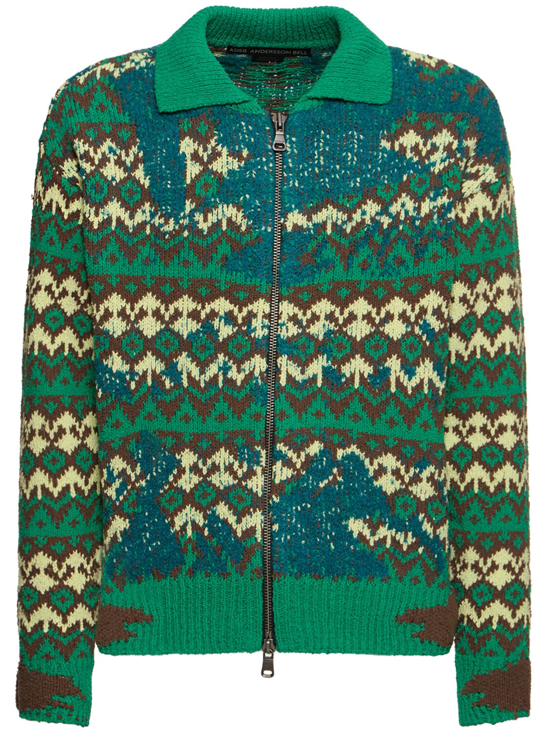 Shop Andersson Bell Submerge Nordic Zip-up Cardigan In Green