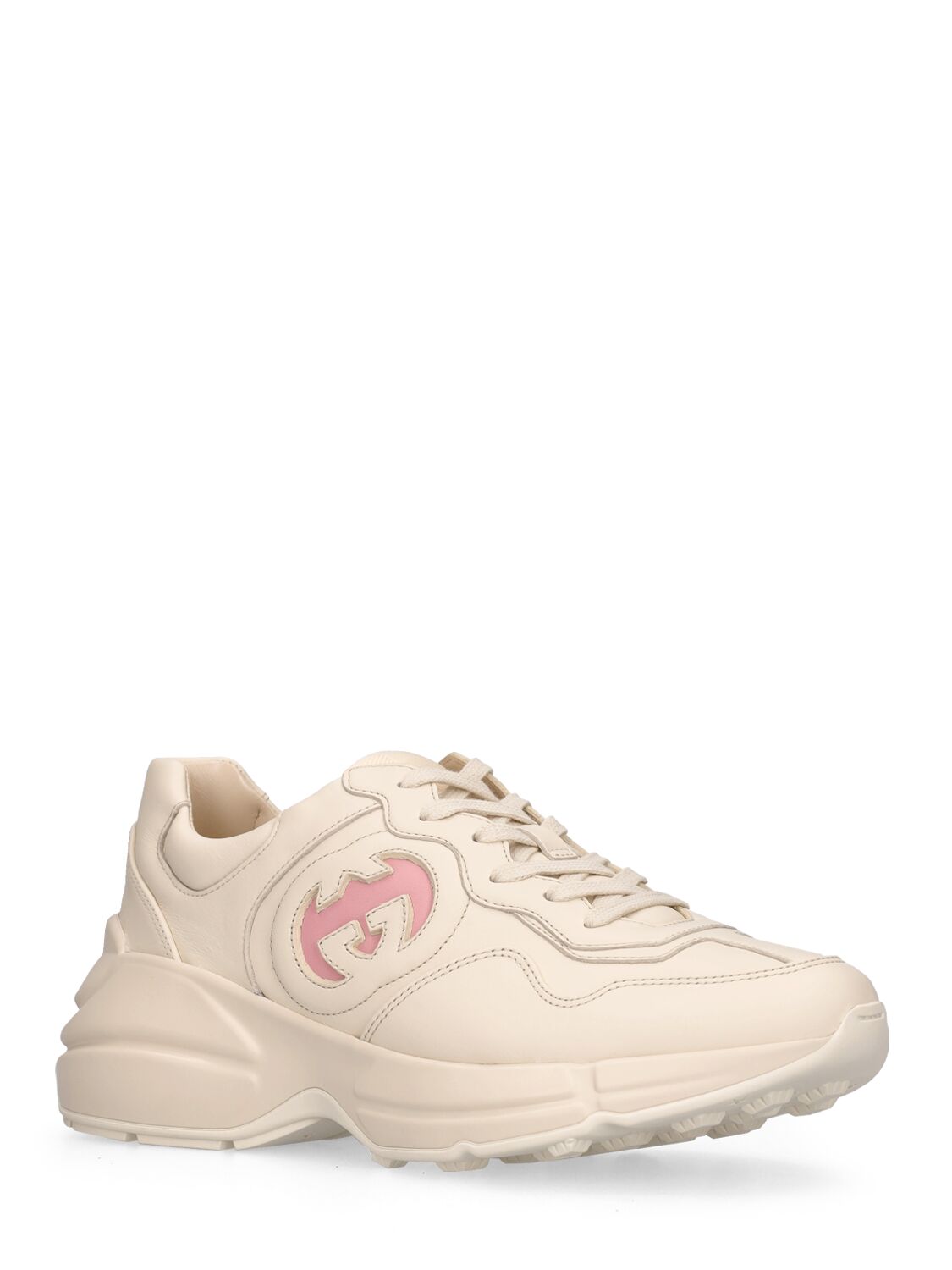 Shop Gucci 72mm Rhyton Leather Sneakers In Ivory,pink