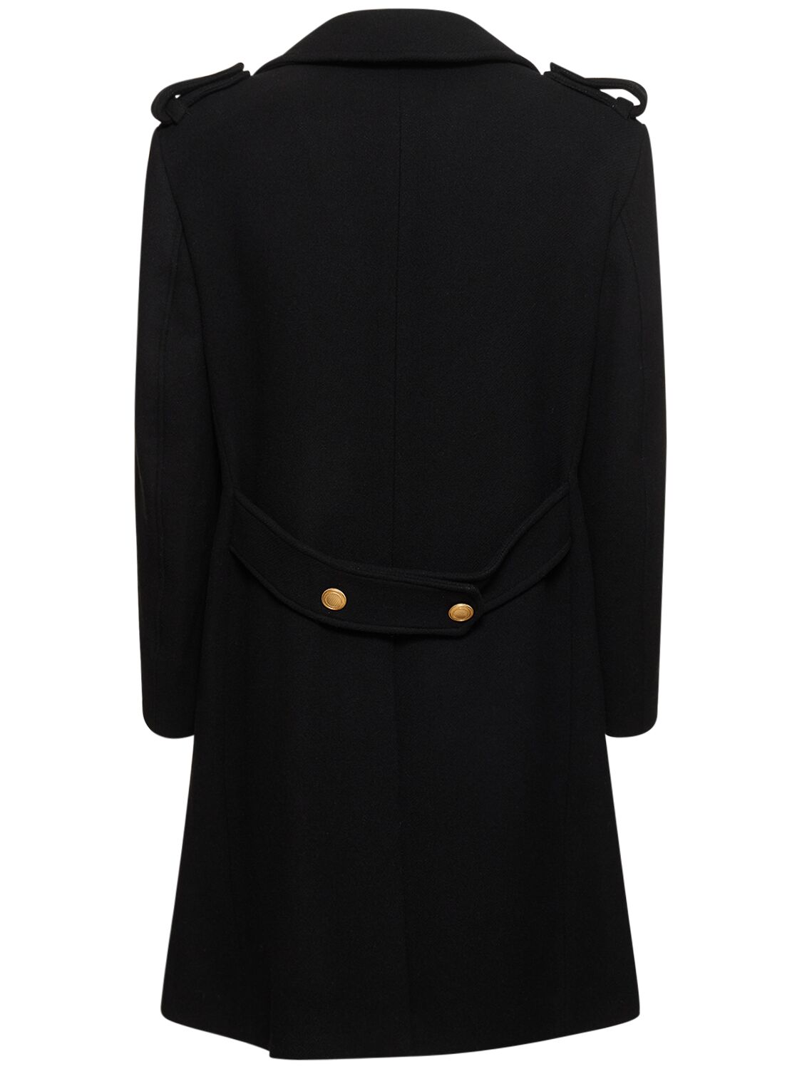 Shop Bottega Martinese Double Breast Wool Blend Long Coat In Black