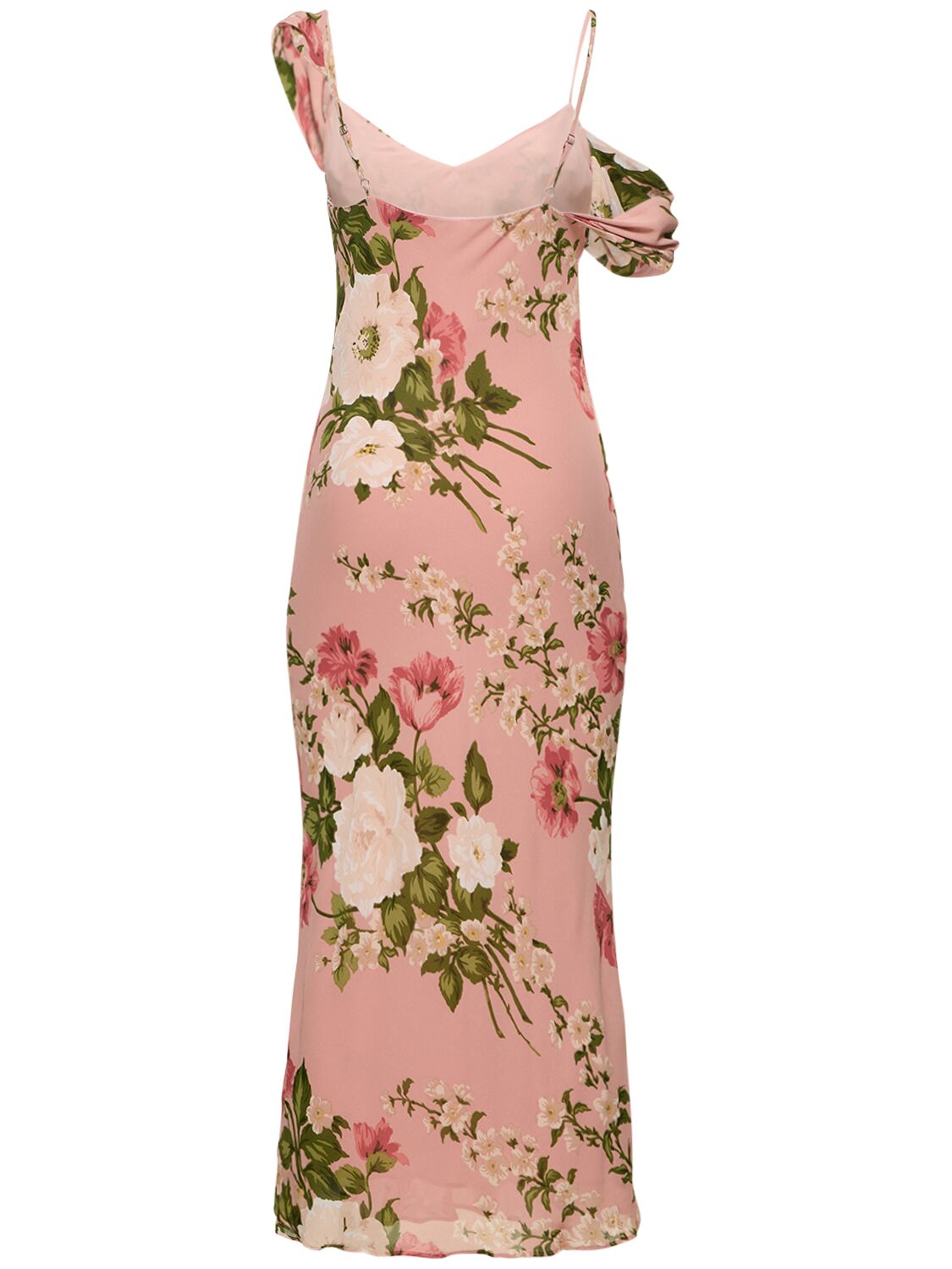 Shop Reformation Reya Viscose Cowl Neck Midi Dress In Pink,multi