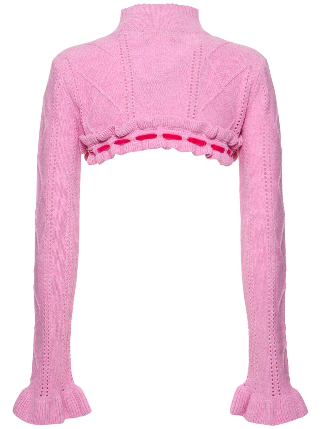 Shop Cormio Annalisa Mock Neck Wool Knit Bolero In Pink