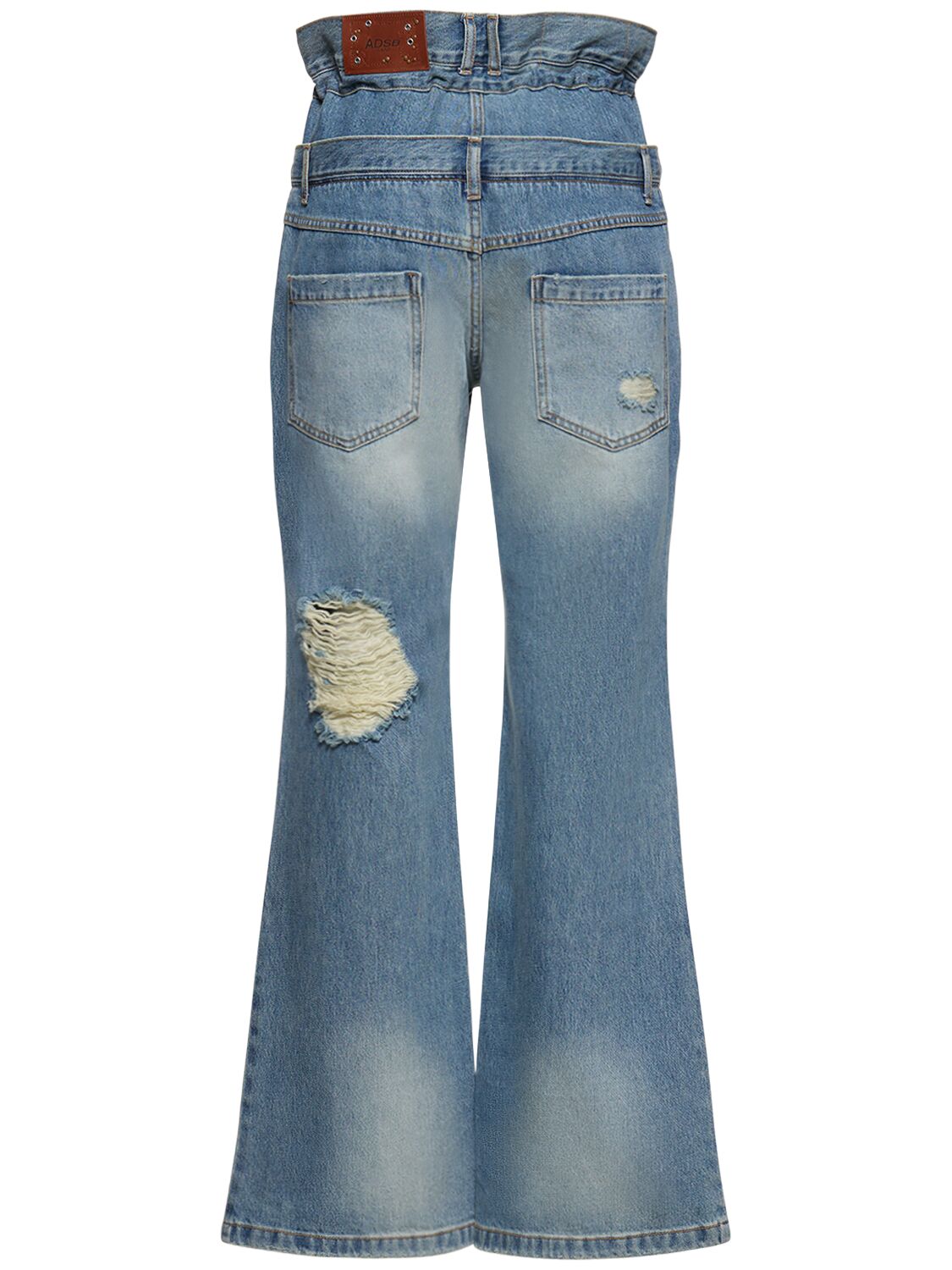 Shop Andersson Bell Beria String Double Waist Cotton Jeans In Dusty Blue