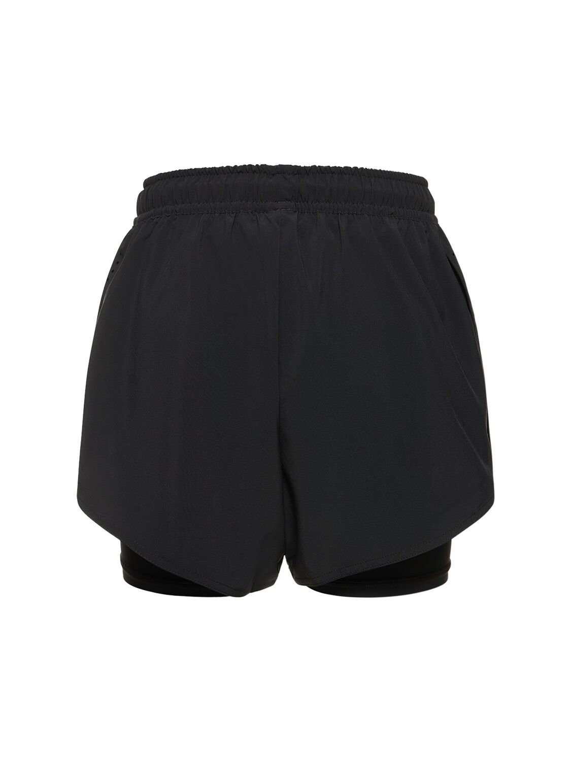 Shop Adidas By Stella Mccartney True Pace 2-in-1 Hi-waist Running Shorts In Black
