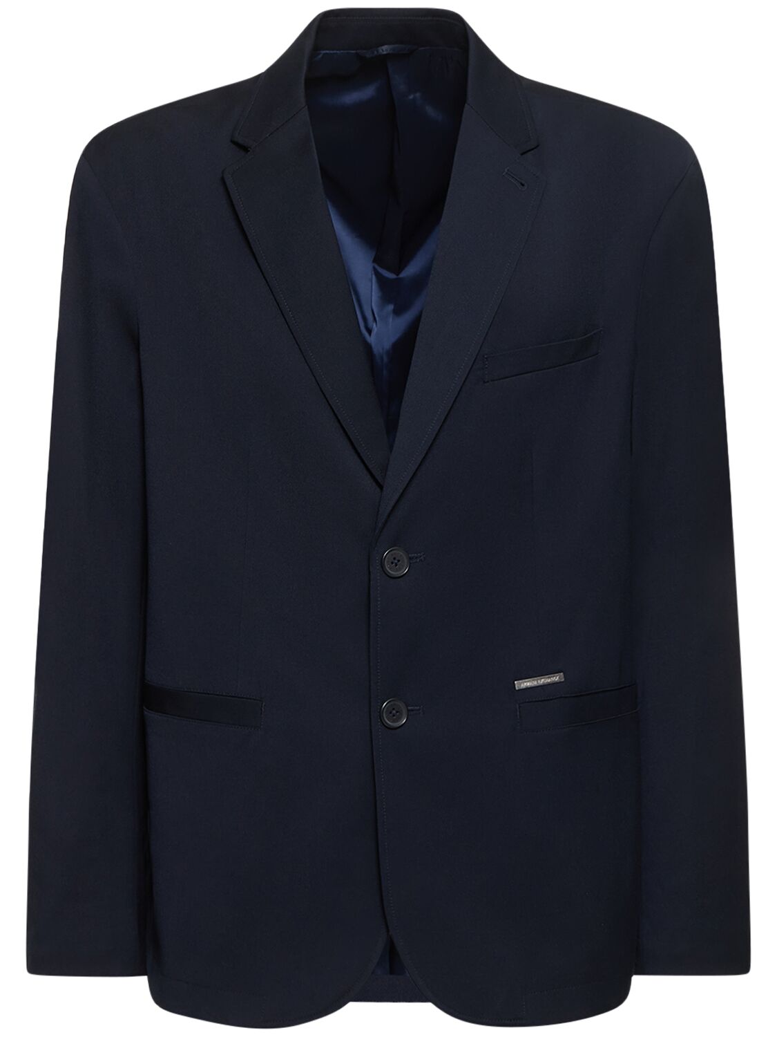 Armani Exchange Wool Blend Stretch Blazer In Blue