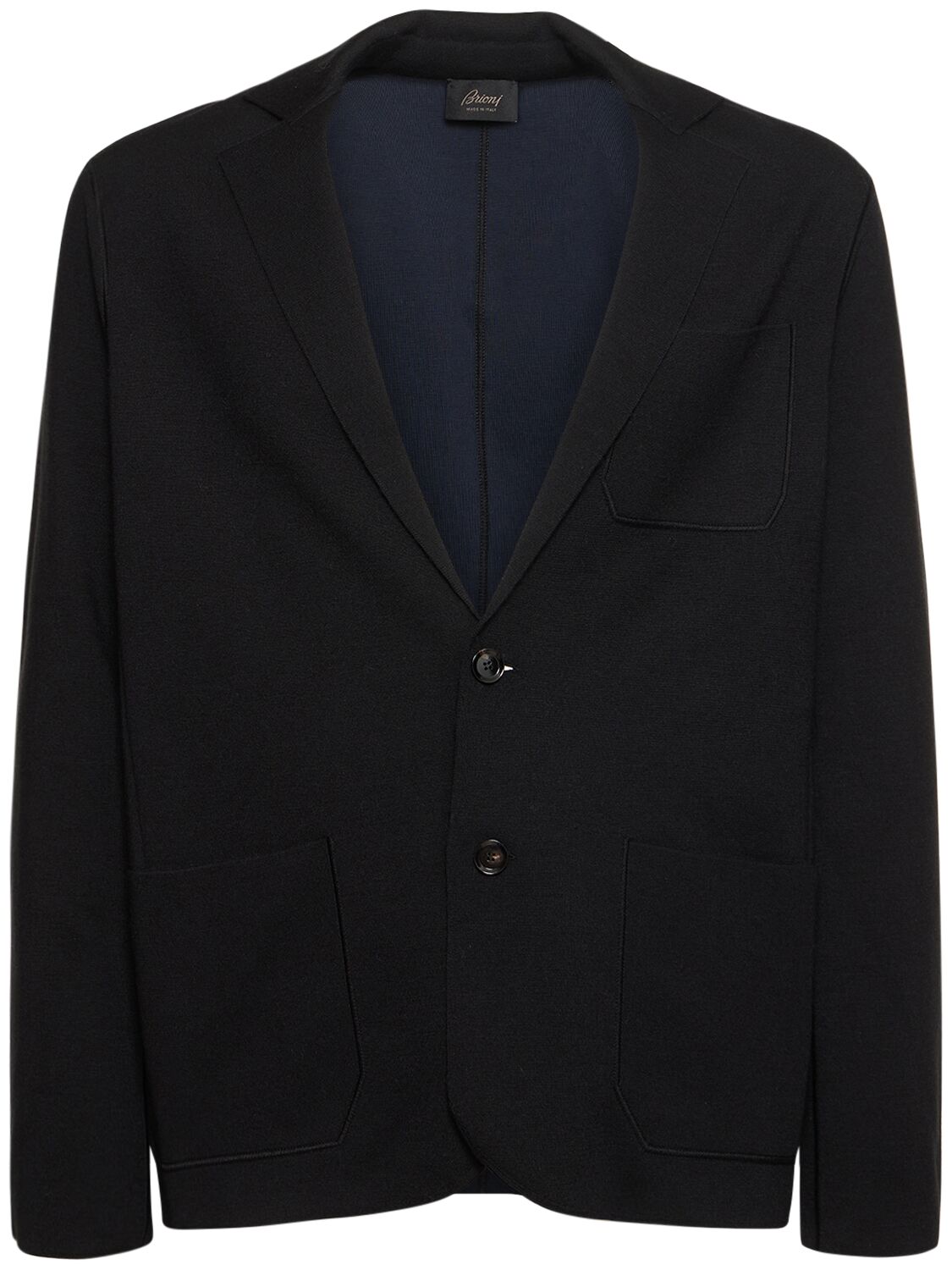 Brioni 2-button Cotton Blend Jacket In Black,blue