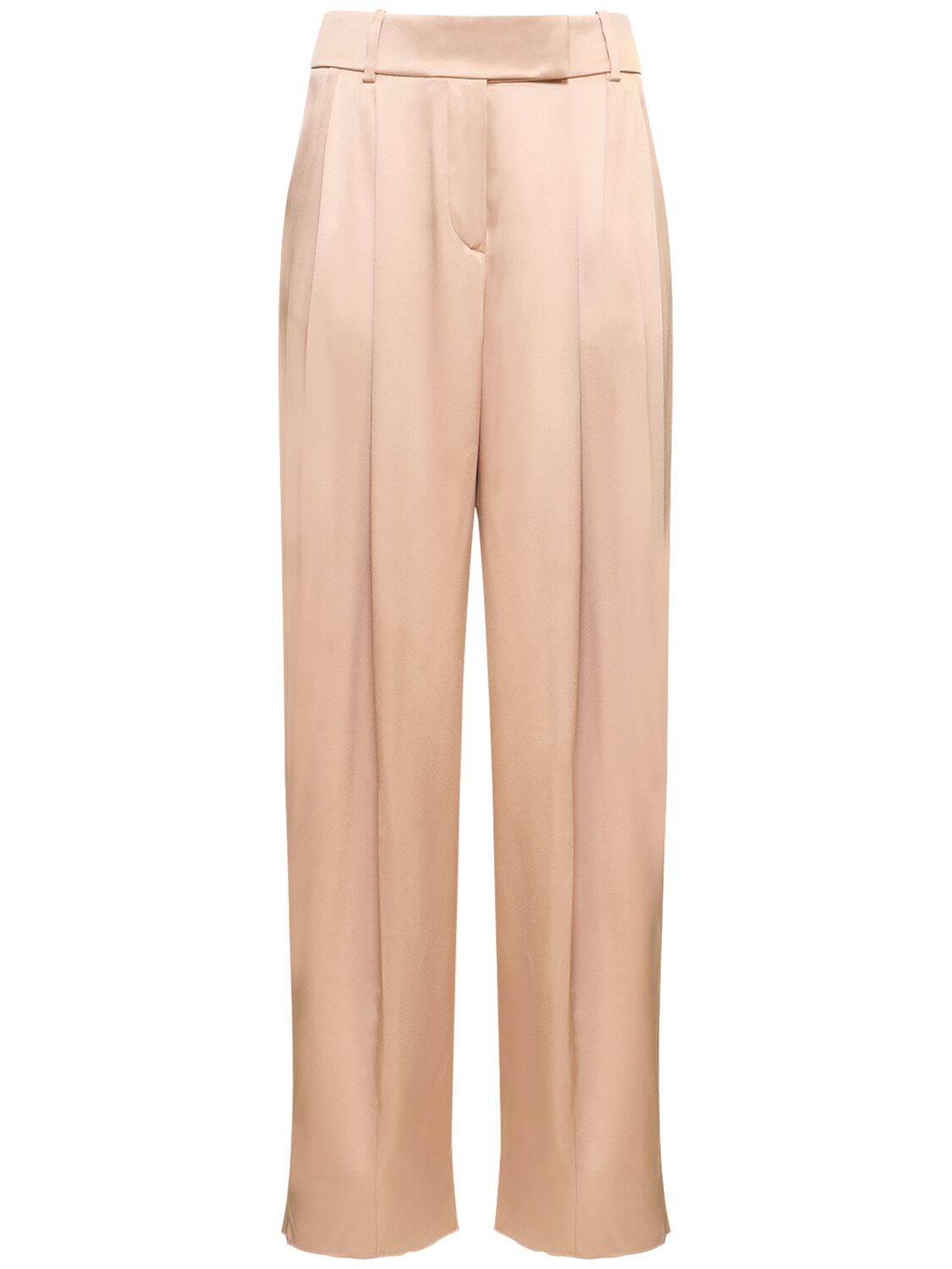 Giorgio Armani Official Store Double-sided Silk-satin Two-pleat Trousers In Nude