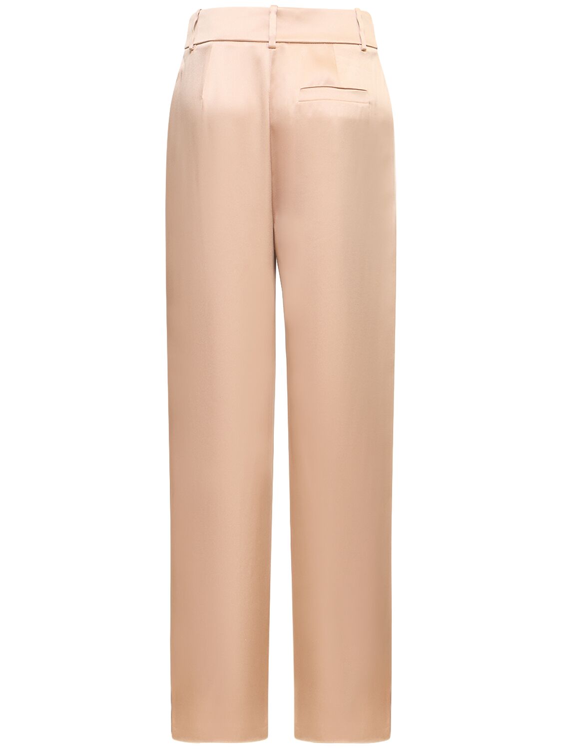 Shop Giorgio Armani Double Silk Satin Loose Pants In Beige