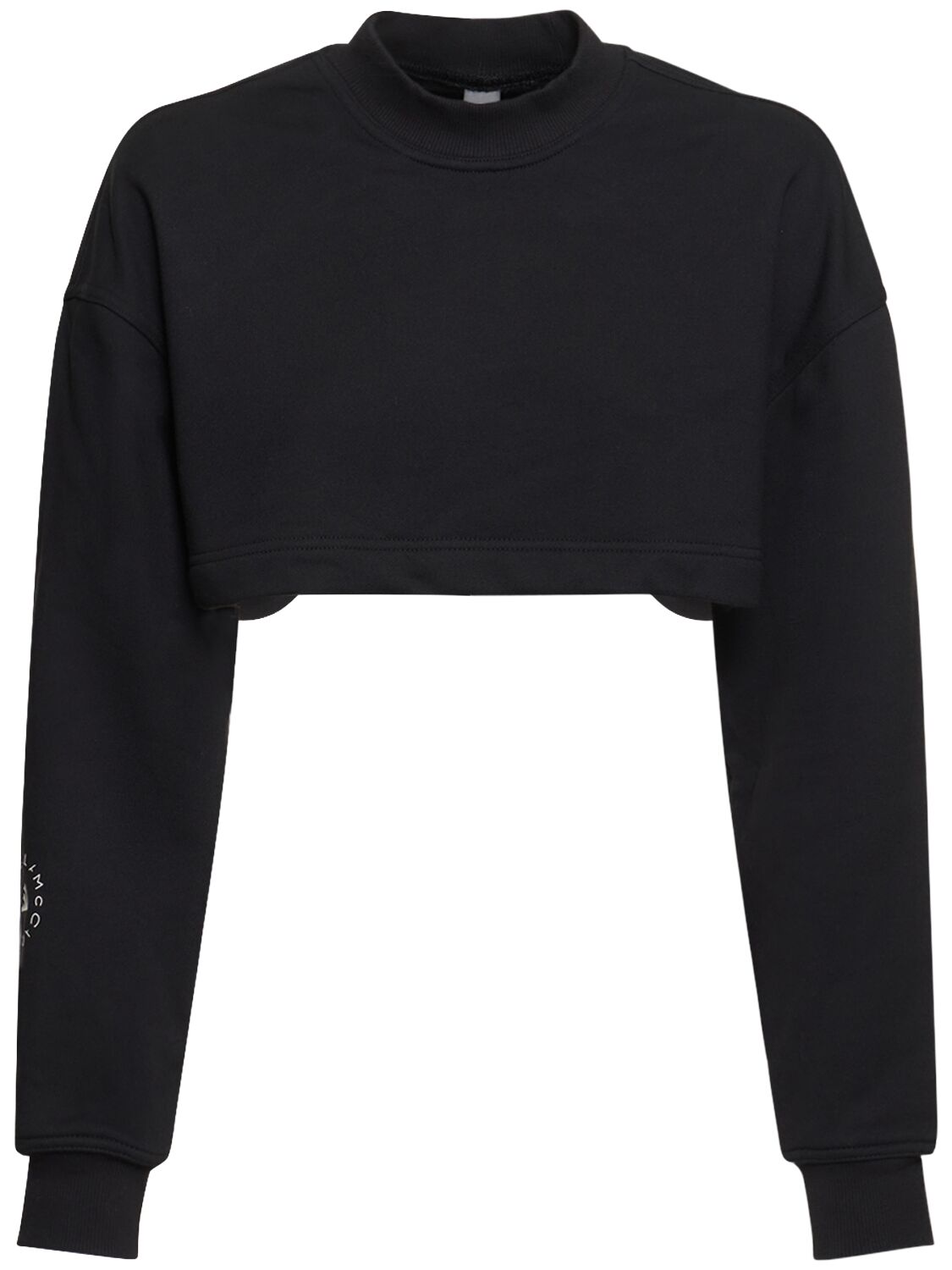 Adidas By Stella Mccartney Cropped Cotton Jersey Sweatshirt In Black