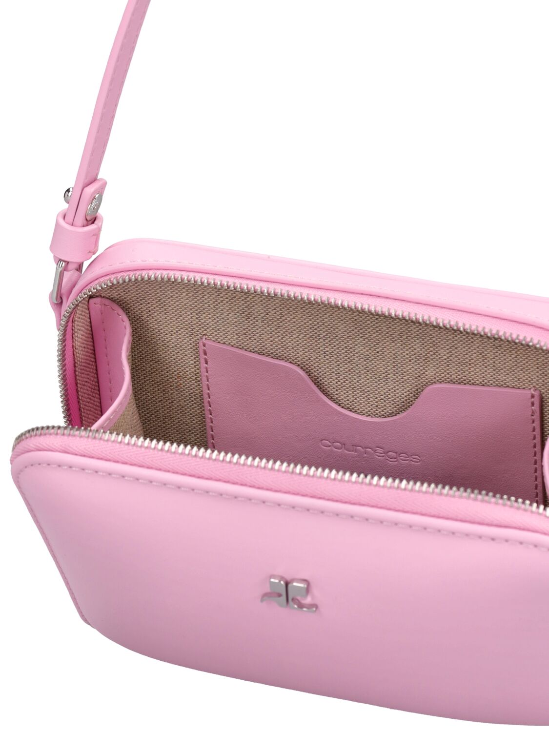 Shop Courrèges Cloud Leather Shoulder Bag In Candy Pink