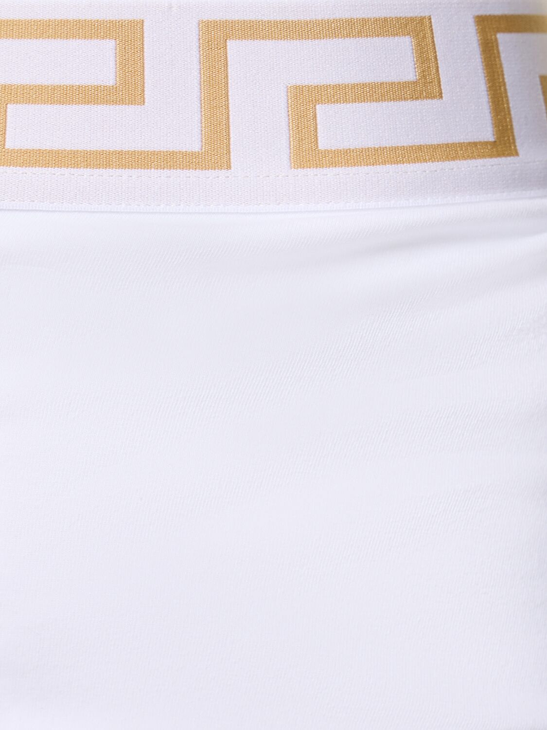 Shop Versace Pack Of 3 Greca Stretch Cotton Boxers In White,gold