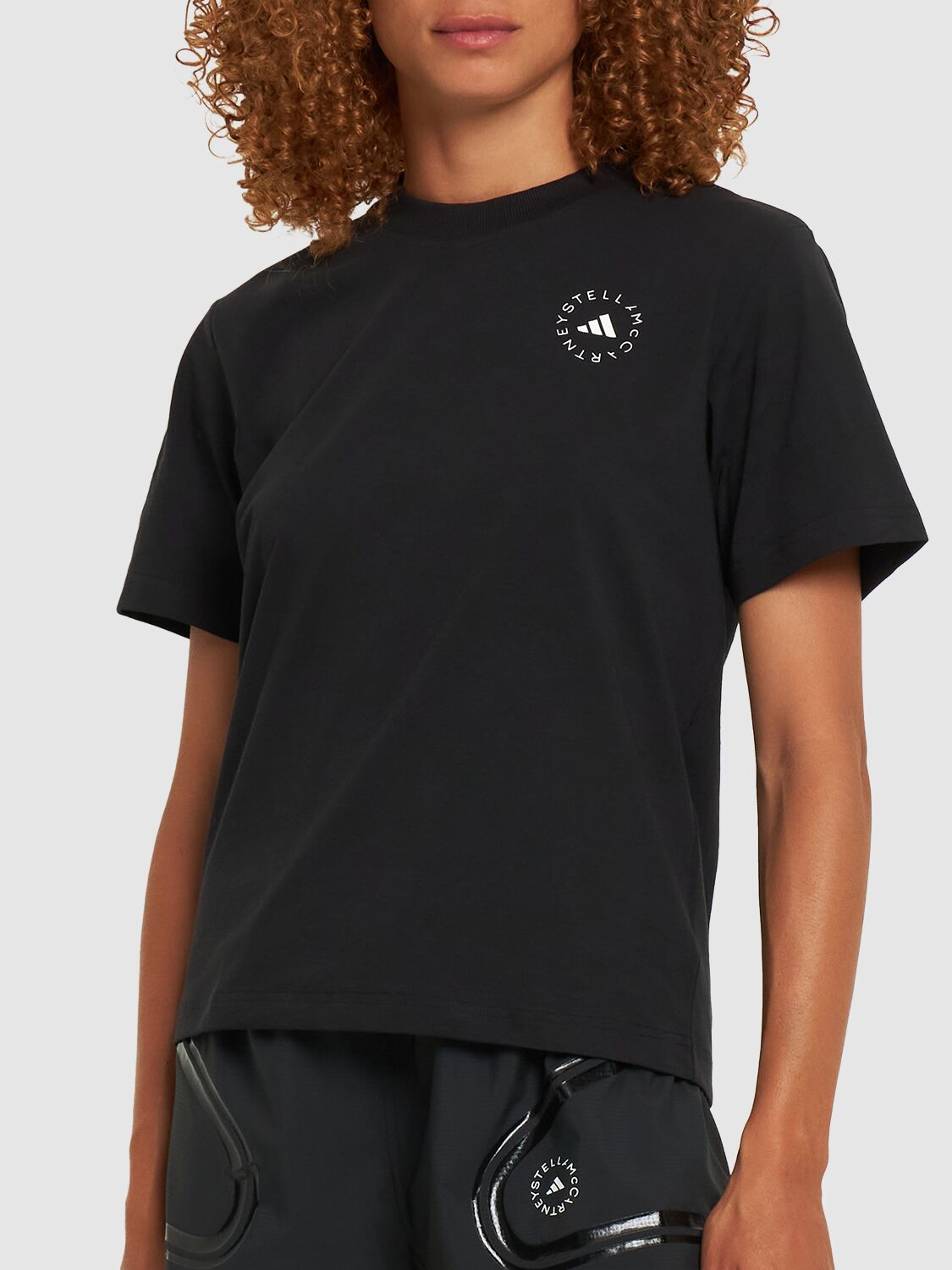 Shop Adidas By Stella Mccartney Sportswear Logo Short T-shirt In Black
