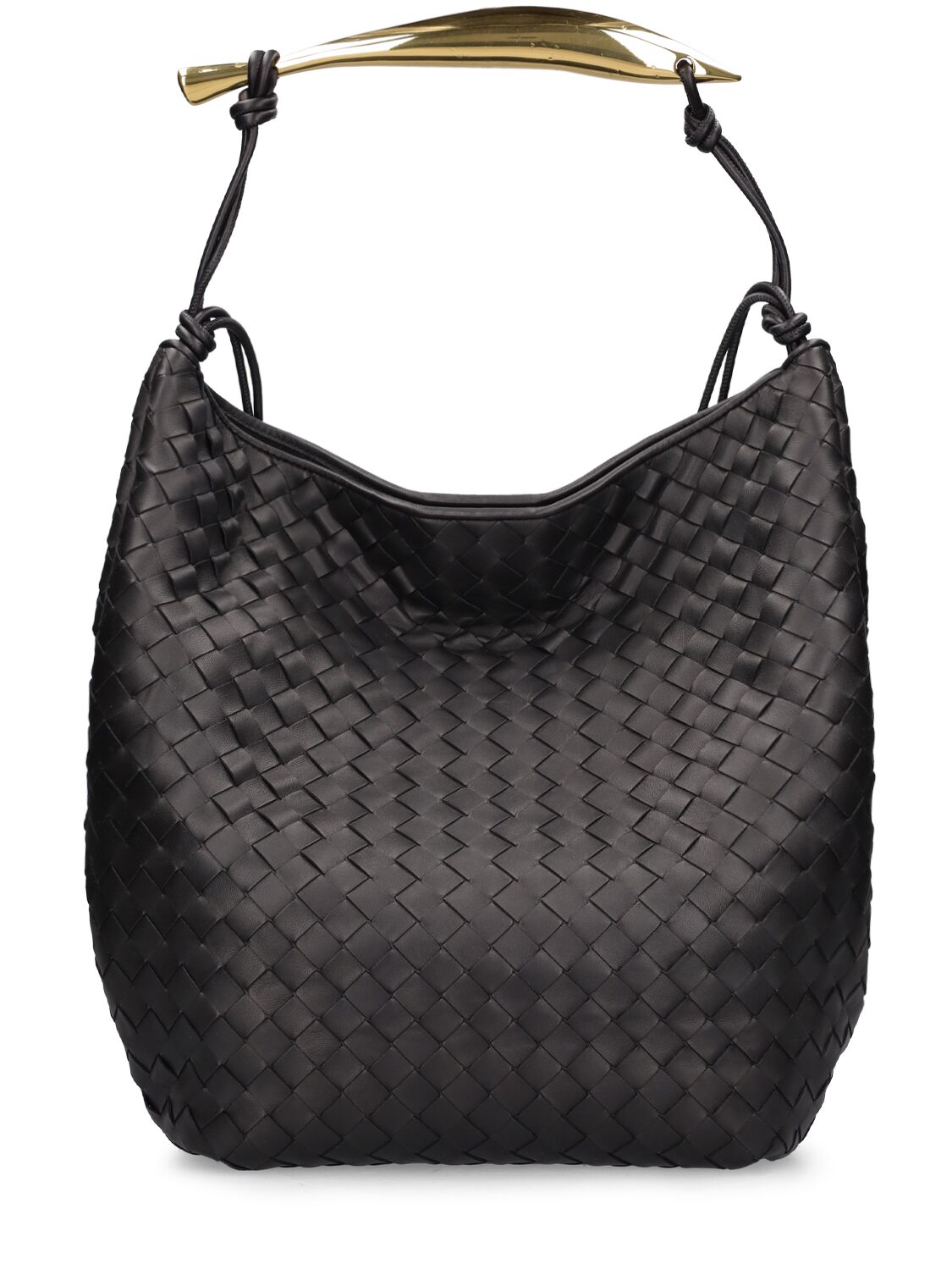 Bottega Veneta Virgule Hobo Leather Shoulder Bag In Black