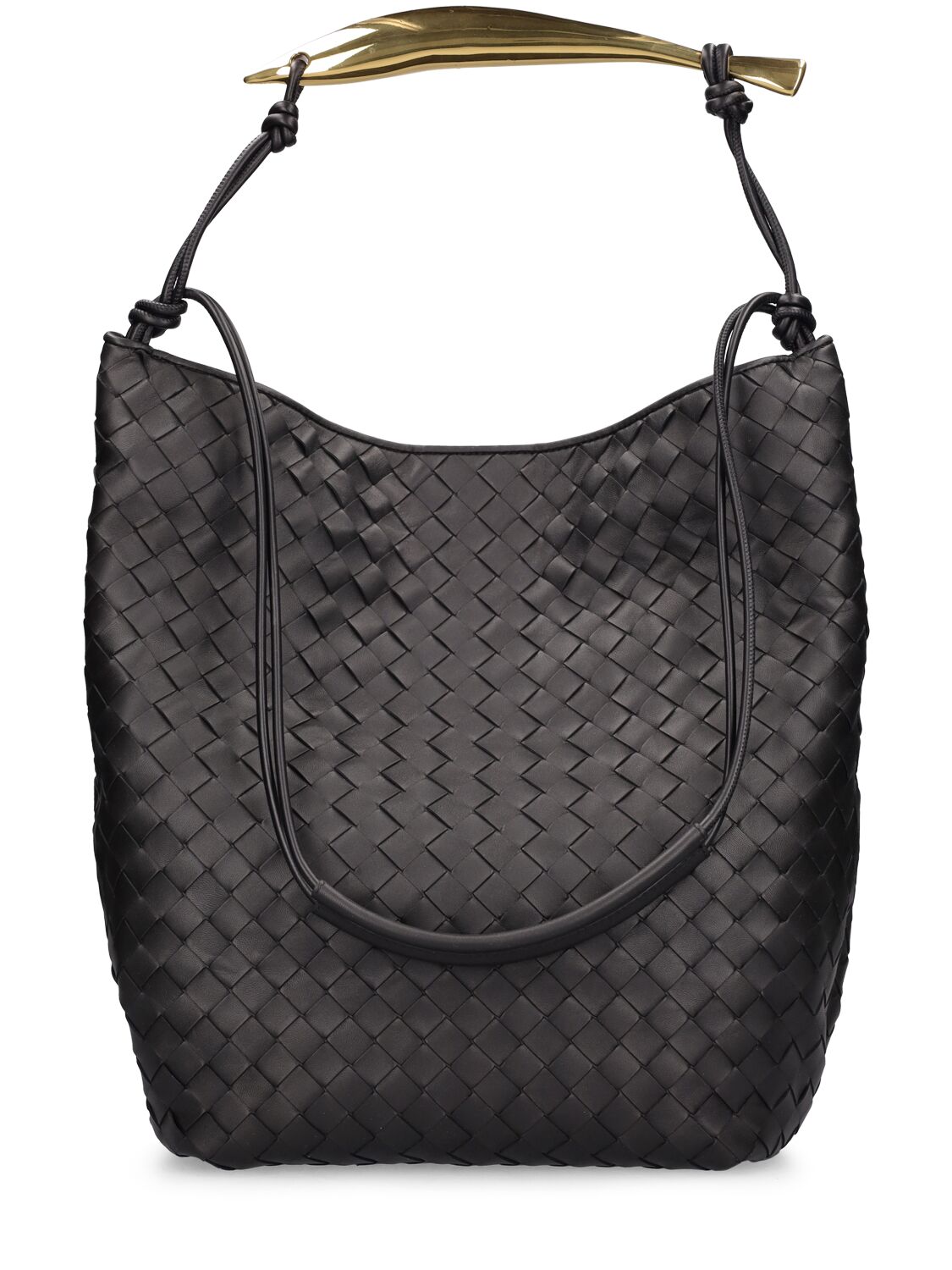 Shop Bottega Veneta Sardine Hobo Leather Shoulder Bag In Black