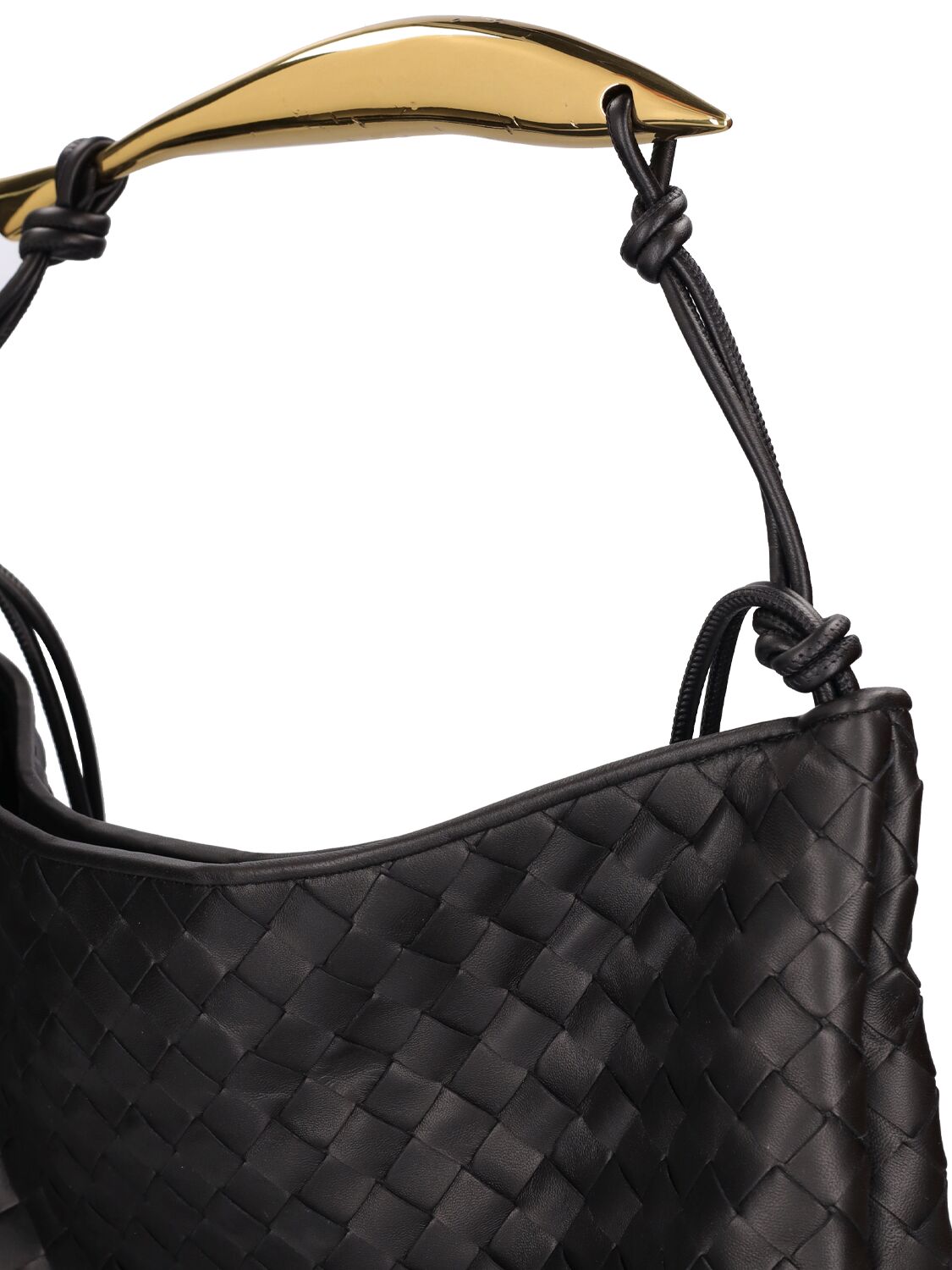 Shop Bottega Veneta Sardine Hobo Leather Shoulder Bag In Black