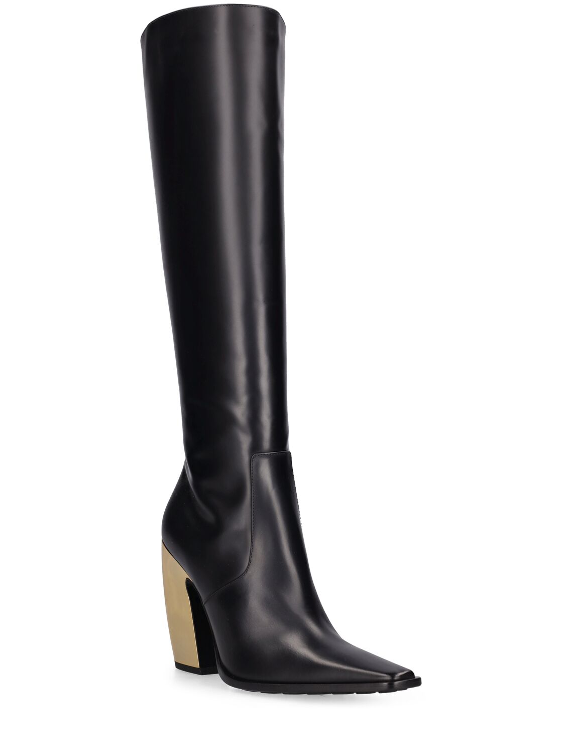 Shop Bottega Veneta 100mm Tex Leather Boots In Black