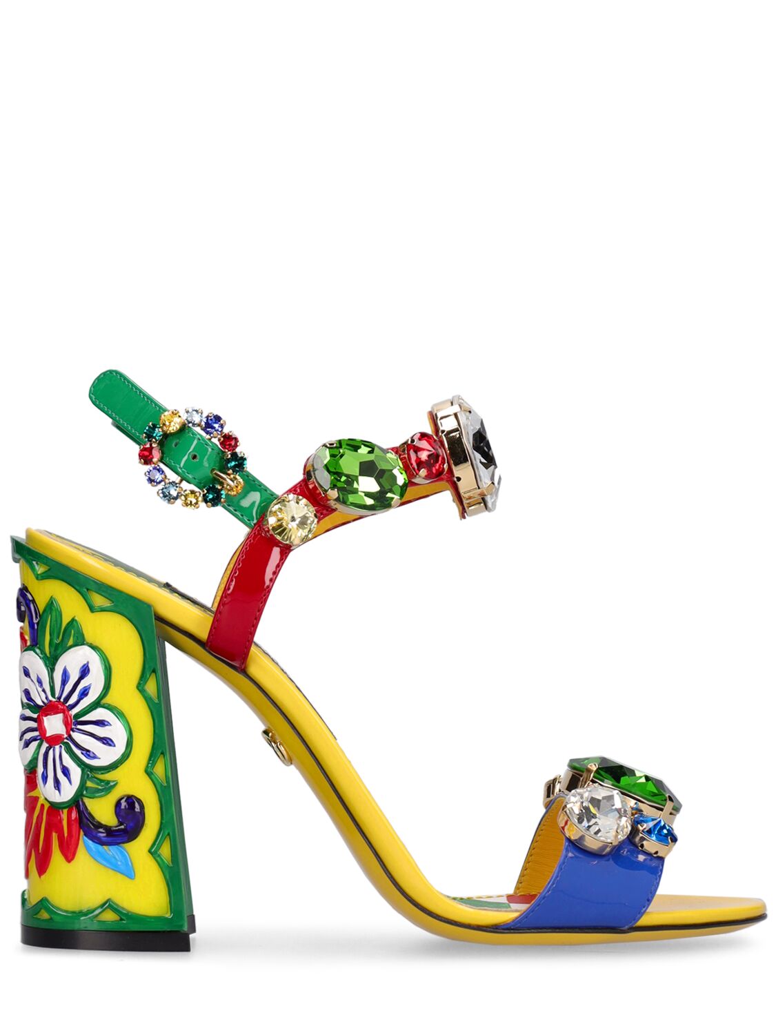 Shop Dolce & Gabbana 105mm Keira Patent Leather Sandals In Multicolor