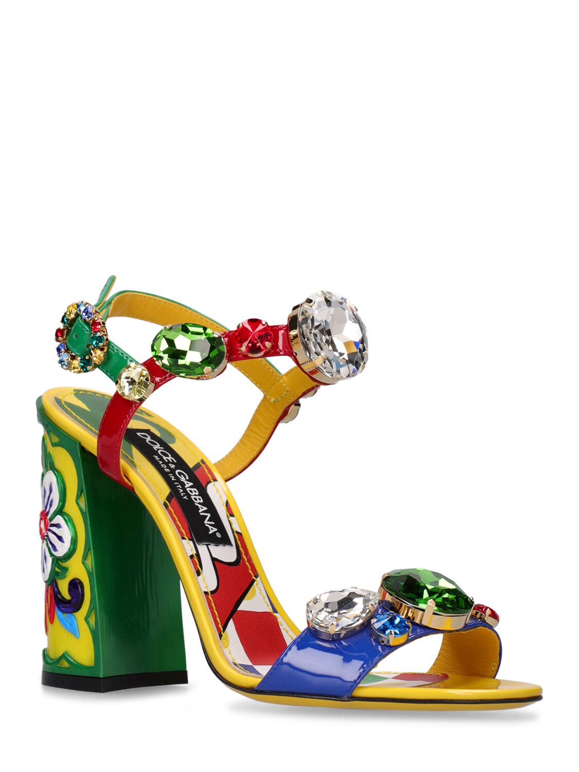 Shop Dolce & Gabbana 105mm Keira Patent Leather Sandals In Multicolor