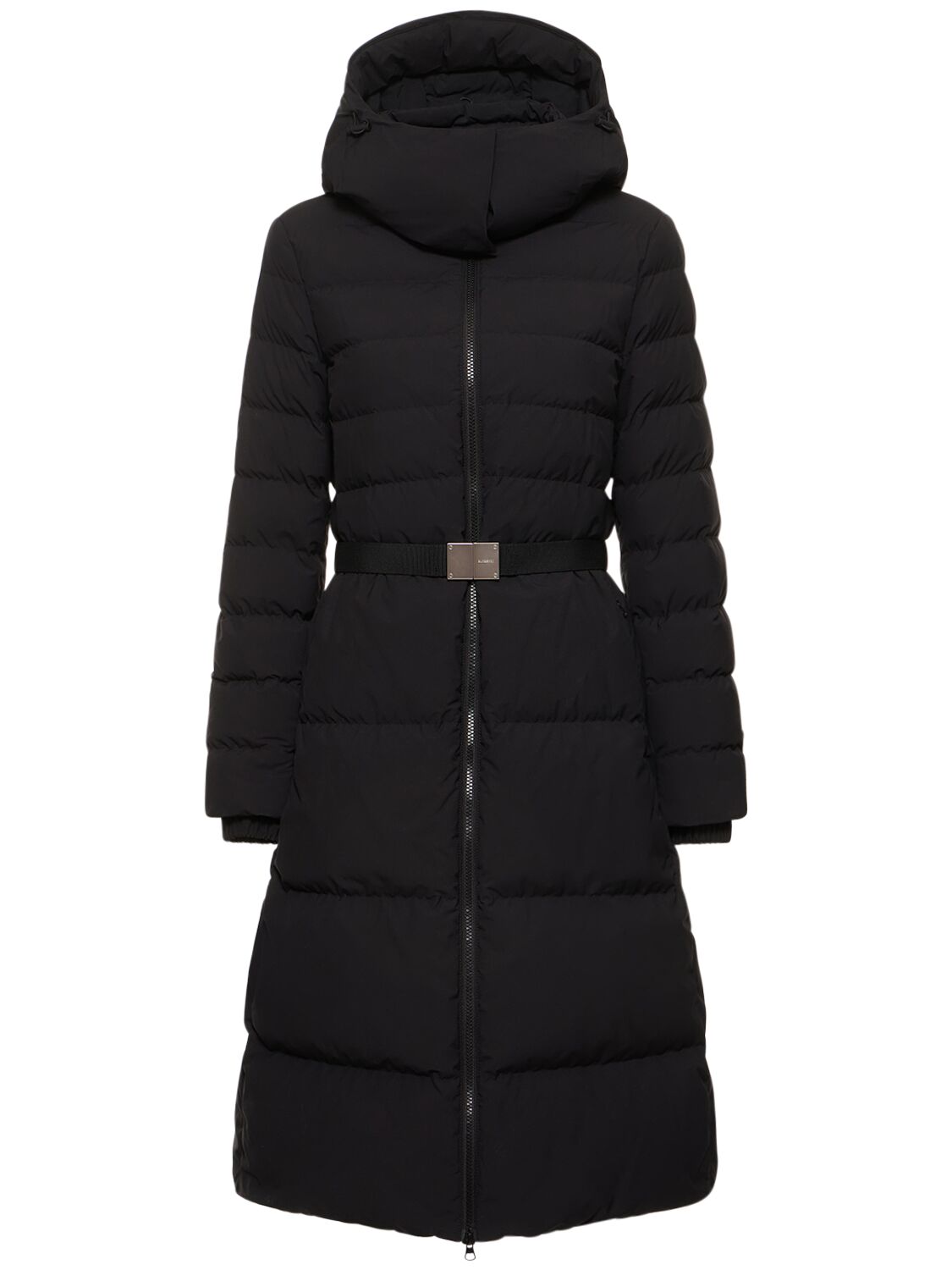 Shop Burberry Burniston Belted Quilted Jacket W/ Hood In Black