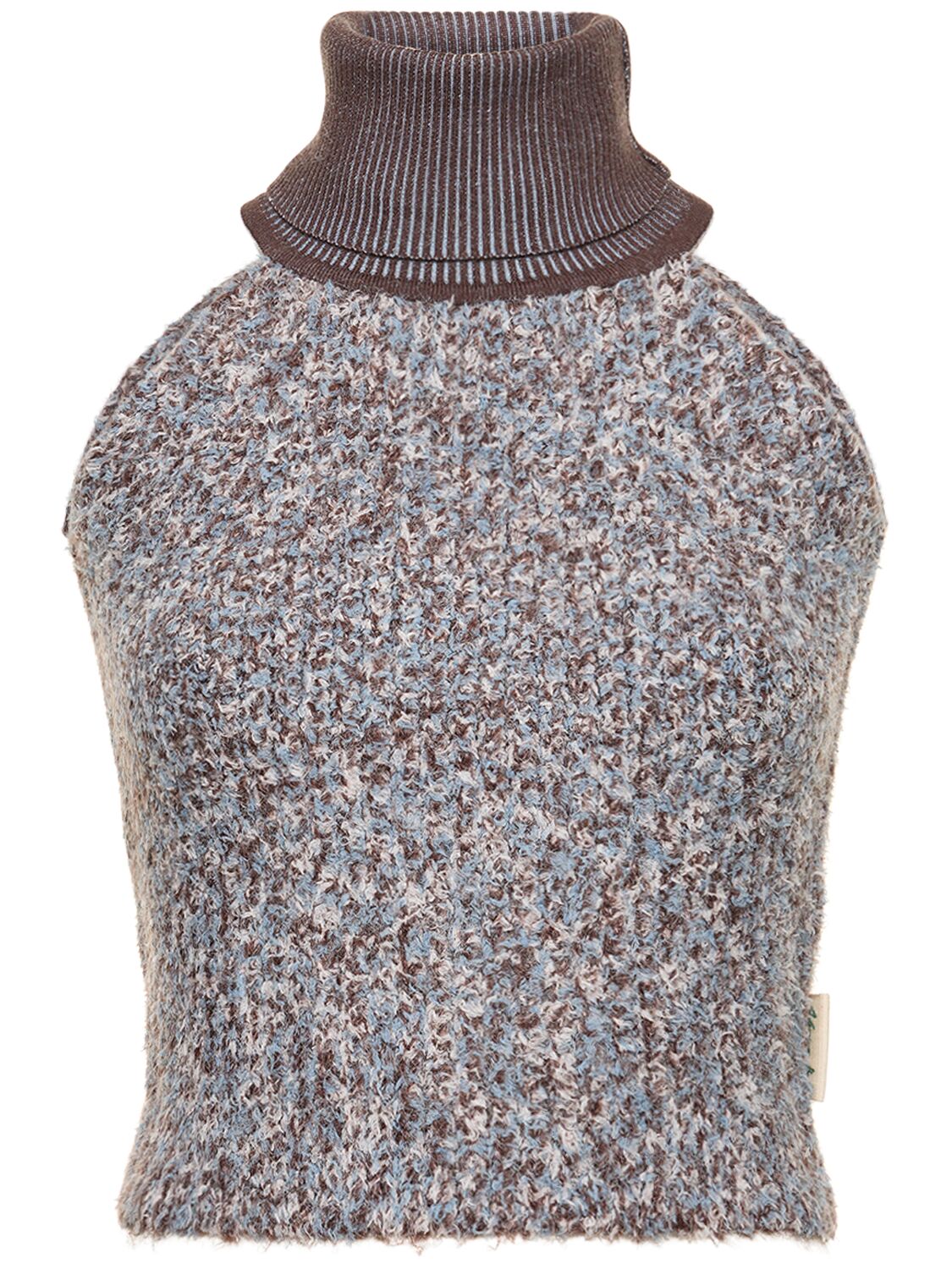 Shop Andersson Bell Sleeveless Fluffy Knit Top In Brown