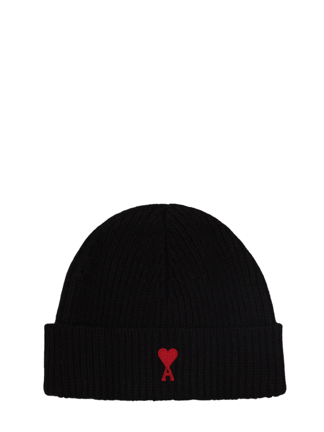 Shop Ami Alexandre Mattiussi Logo Wool Beanie In Black