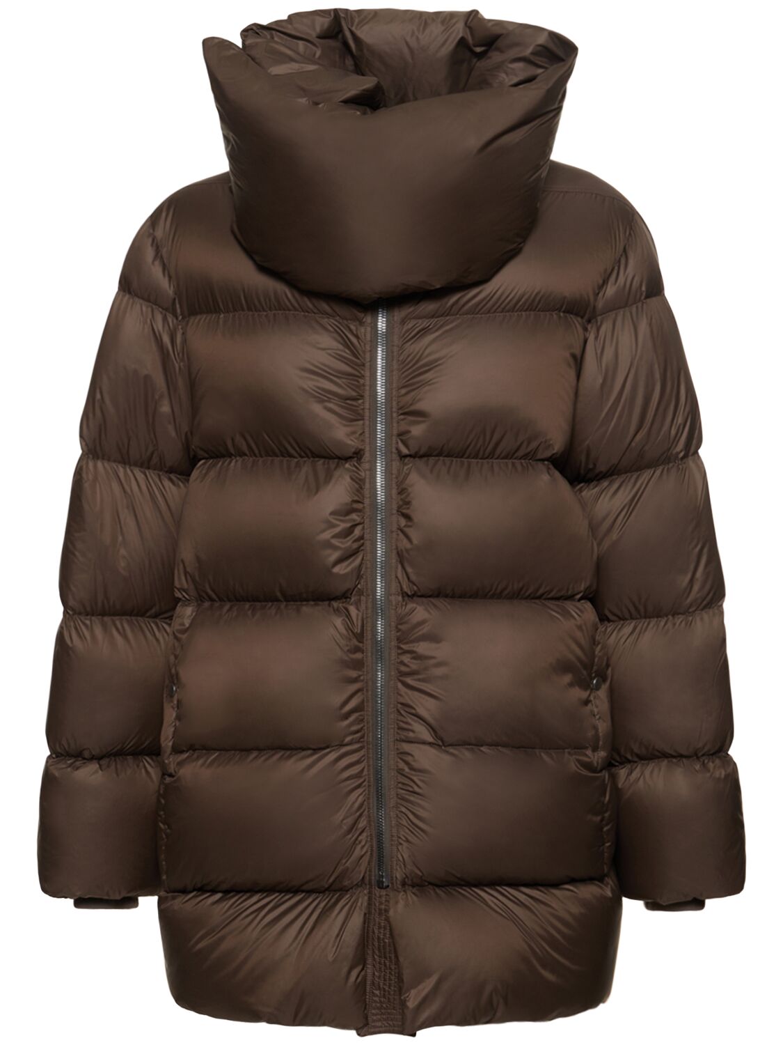 Rick Owens High Neck Mountain Down Jacket In Dust