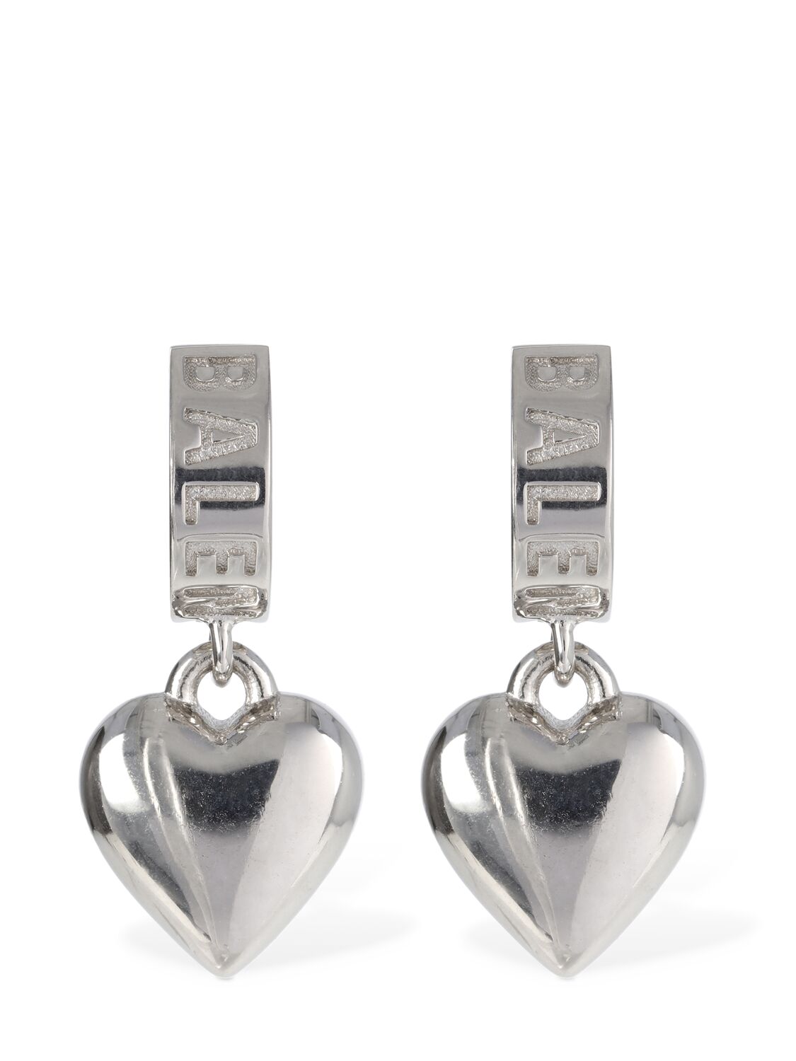Shop Balenciaga Sharp Heart Recycled Silver Earrings