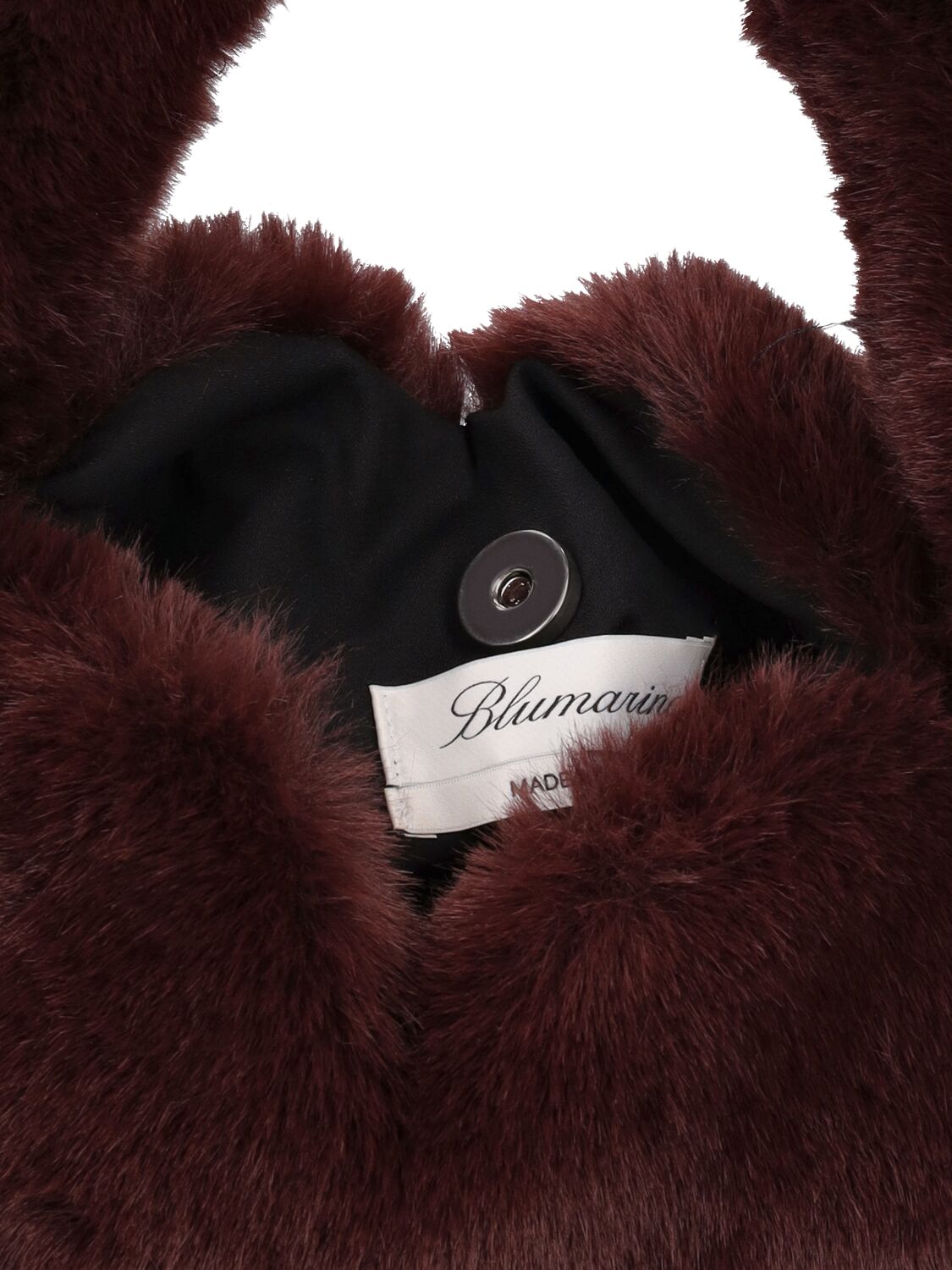 Shop Blumarine Faux Fur Heart Top Handle Bag In Fondente