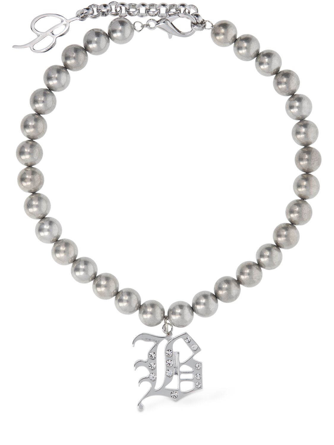 Blumarine Crystal B Logo Choker In Silver