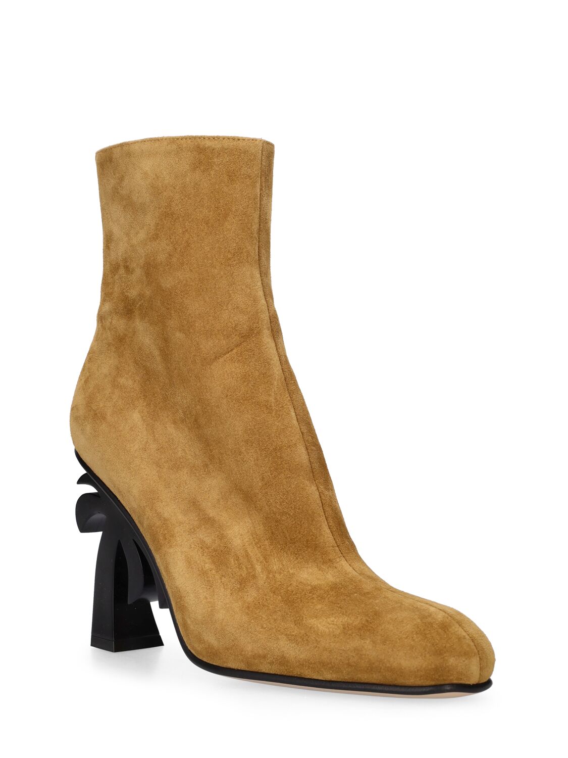 Shop Palm Angels 110mm Palm Heel Suede Ankle Boots In Brown