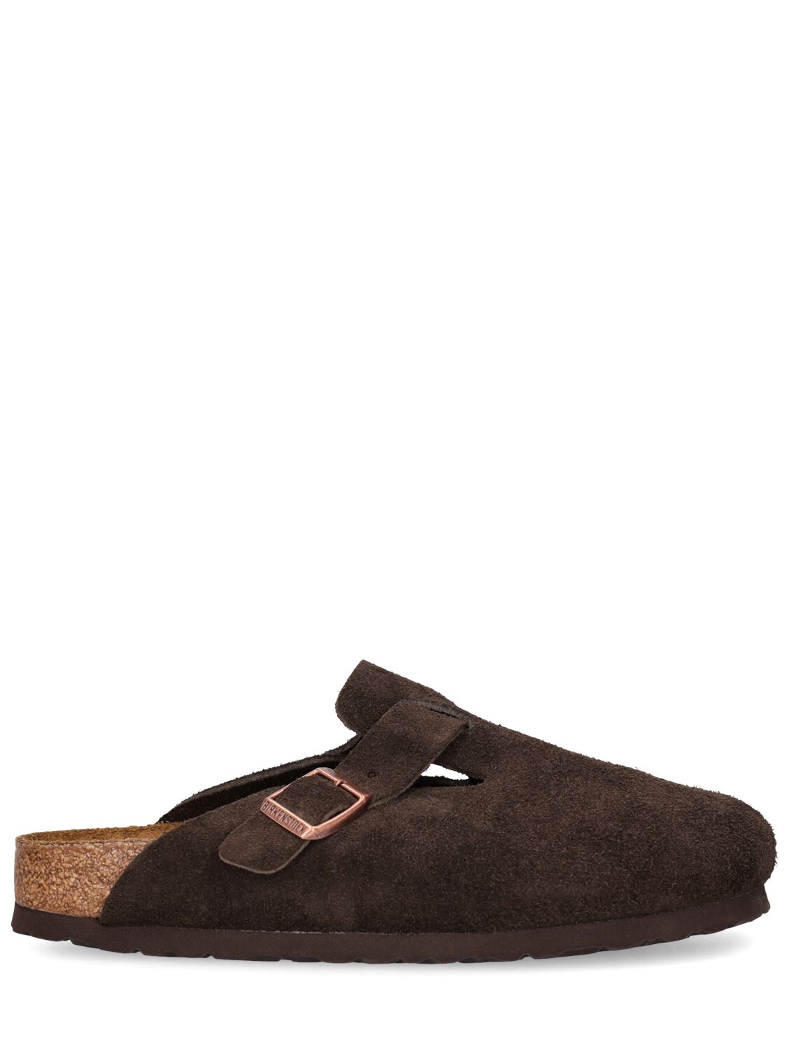 Birkenstock Boston Soft Suede Sandals In Brown