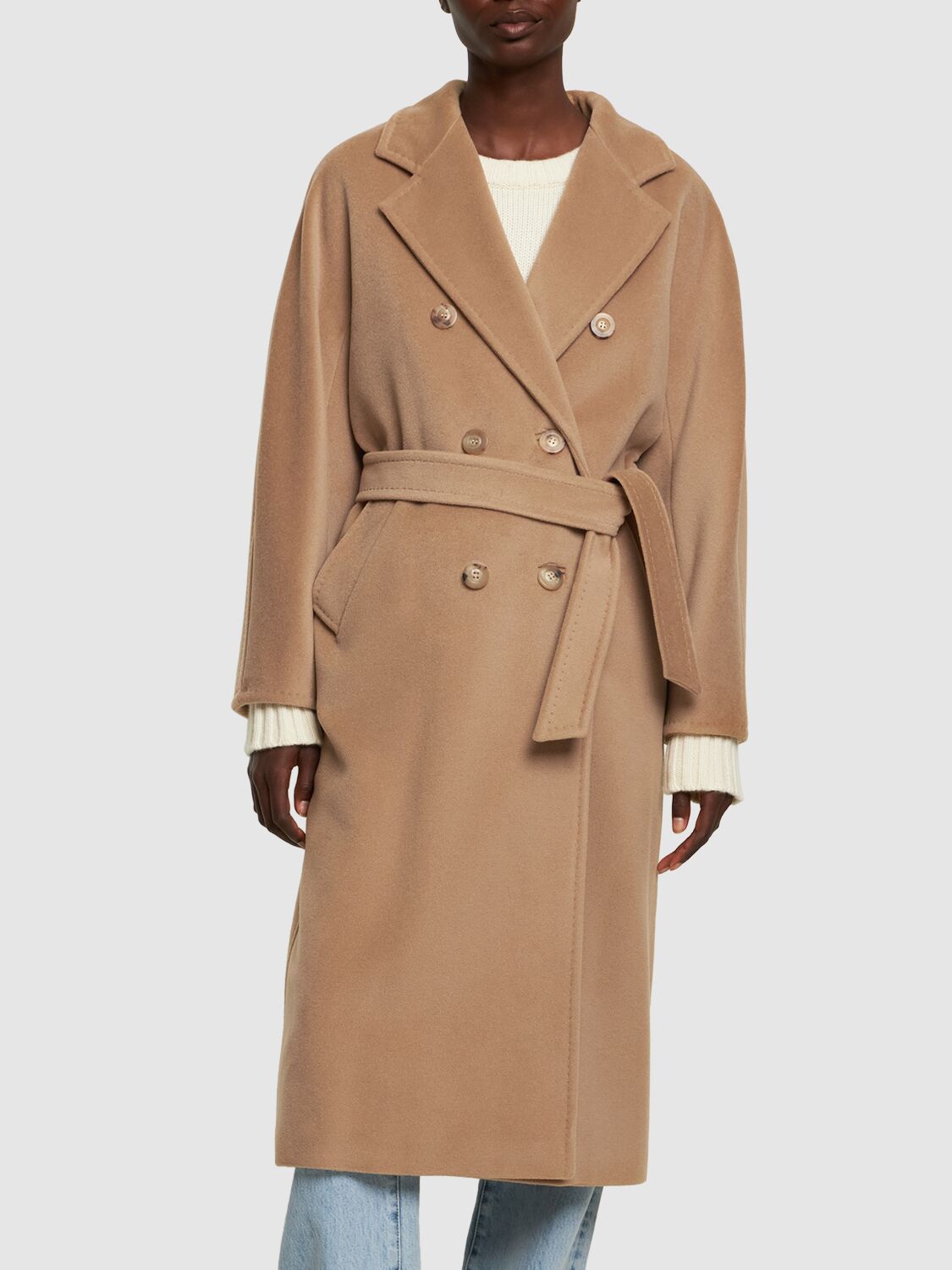 Madame Double Breasted Wool Long Coat