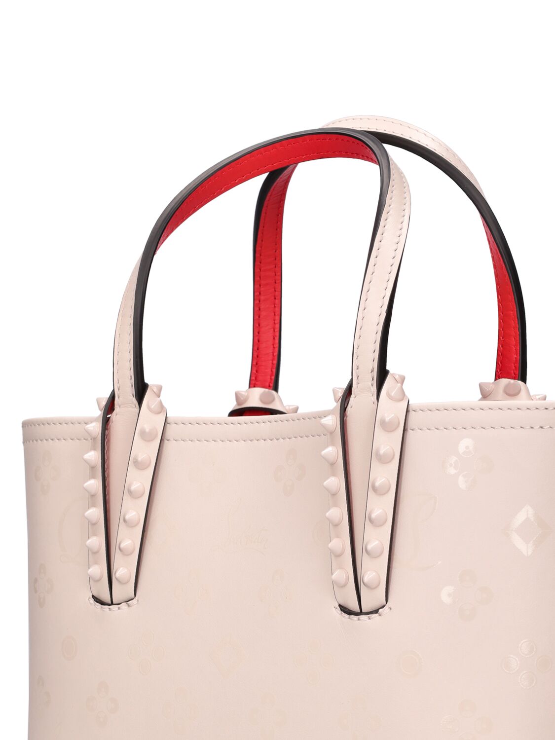 Shop Christian Louboutin Mini Cabata E/w Leather Top Handle Bag In Leche
