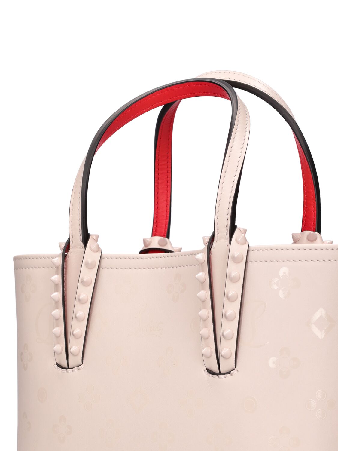 Christian Louboutin Mini Cabata E/w Leather Top Handle Bag In Leche