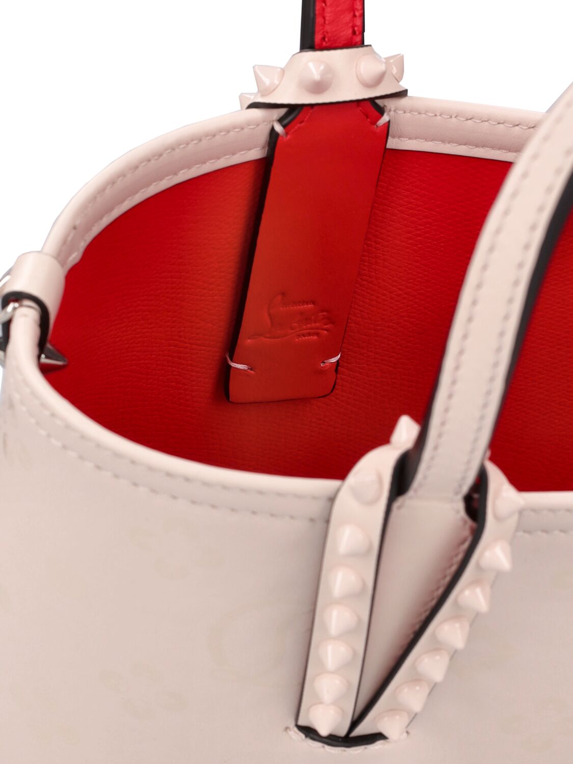 Shop Christian Louboutin Mini Cabata E/w Leather Top Handle Bag In Leche