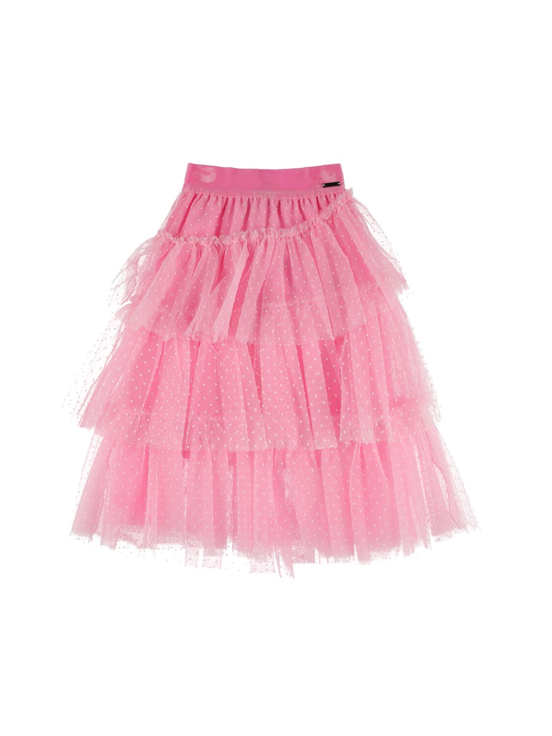 Monnalisa Kids' 植绒波点薄纱半身裙 In Pink