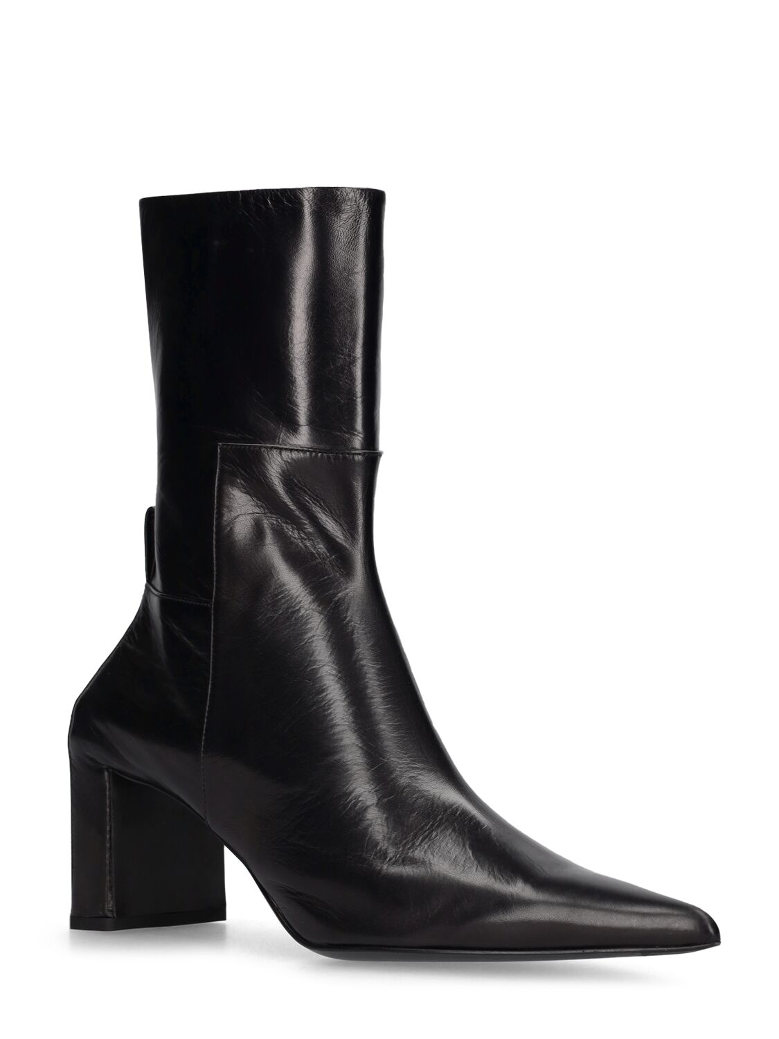 Shop Jil Sander 70mm Leather Ankle Boots In Black