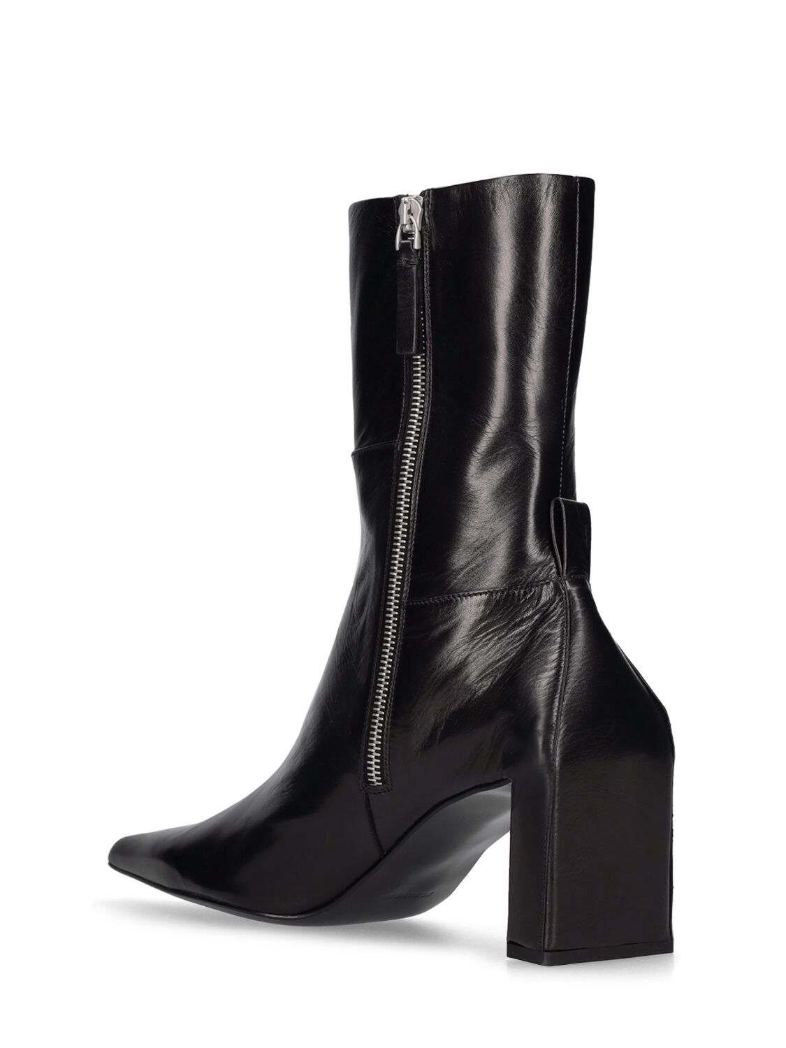 Shop Jil Sander 70mm Leather Ankle Boots In Black