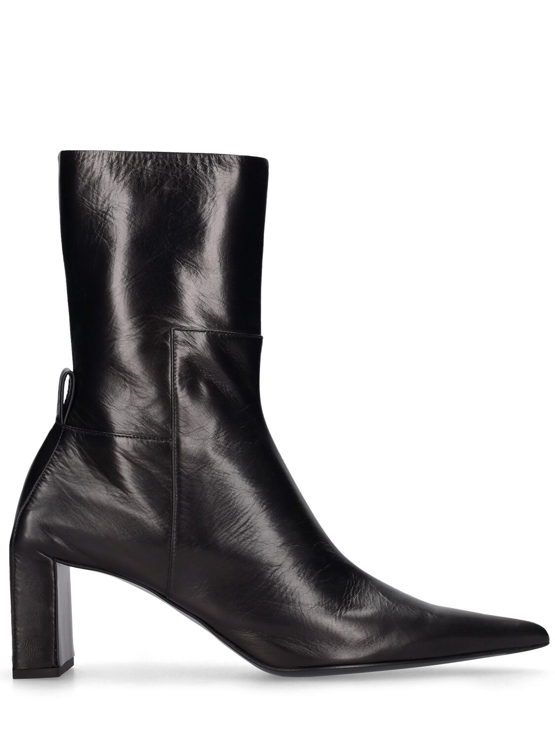 Jil Sander 70mm Leather Ankle Boots In Black