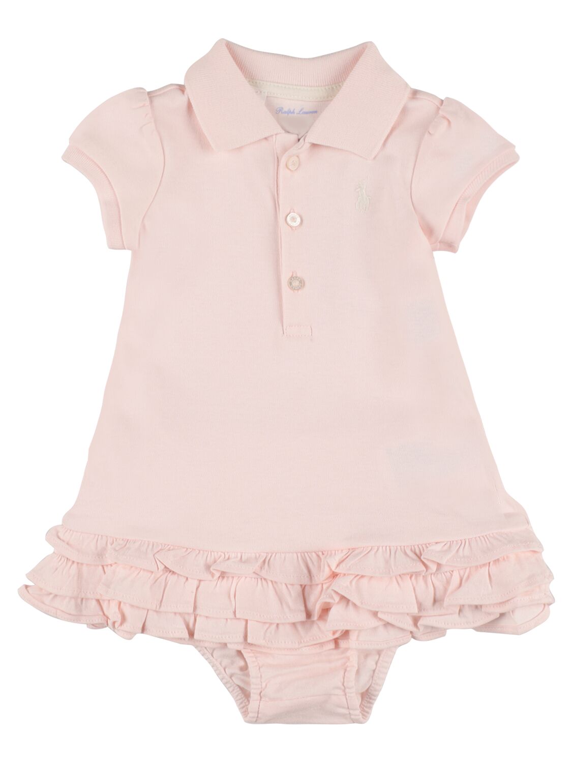 Ralph Lauren Babies' Cotton Piqué Dress & Diaper Cover In Pink