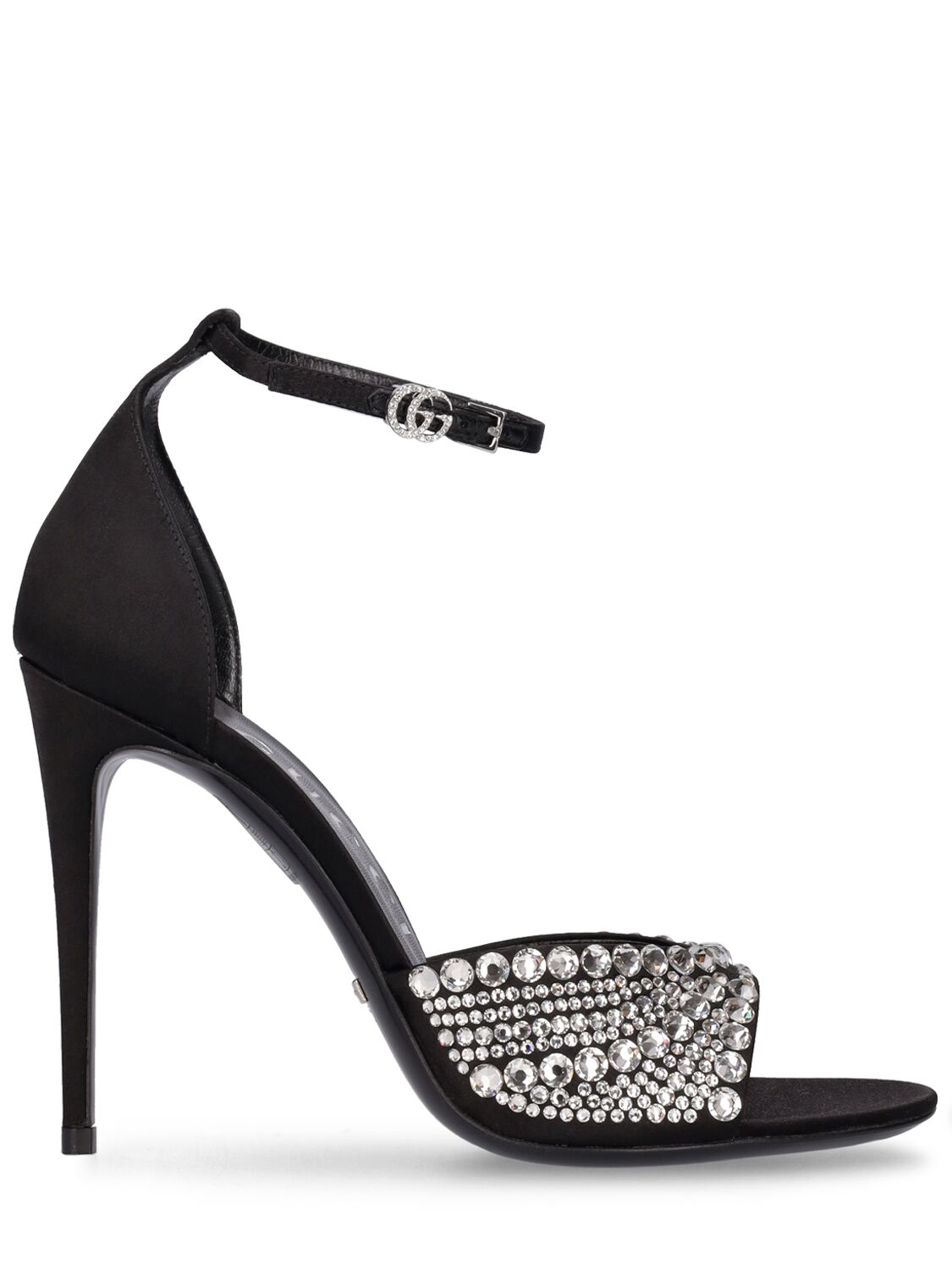 Gucci 110mm Ilse Silk Blend Sandals In Black